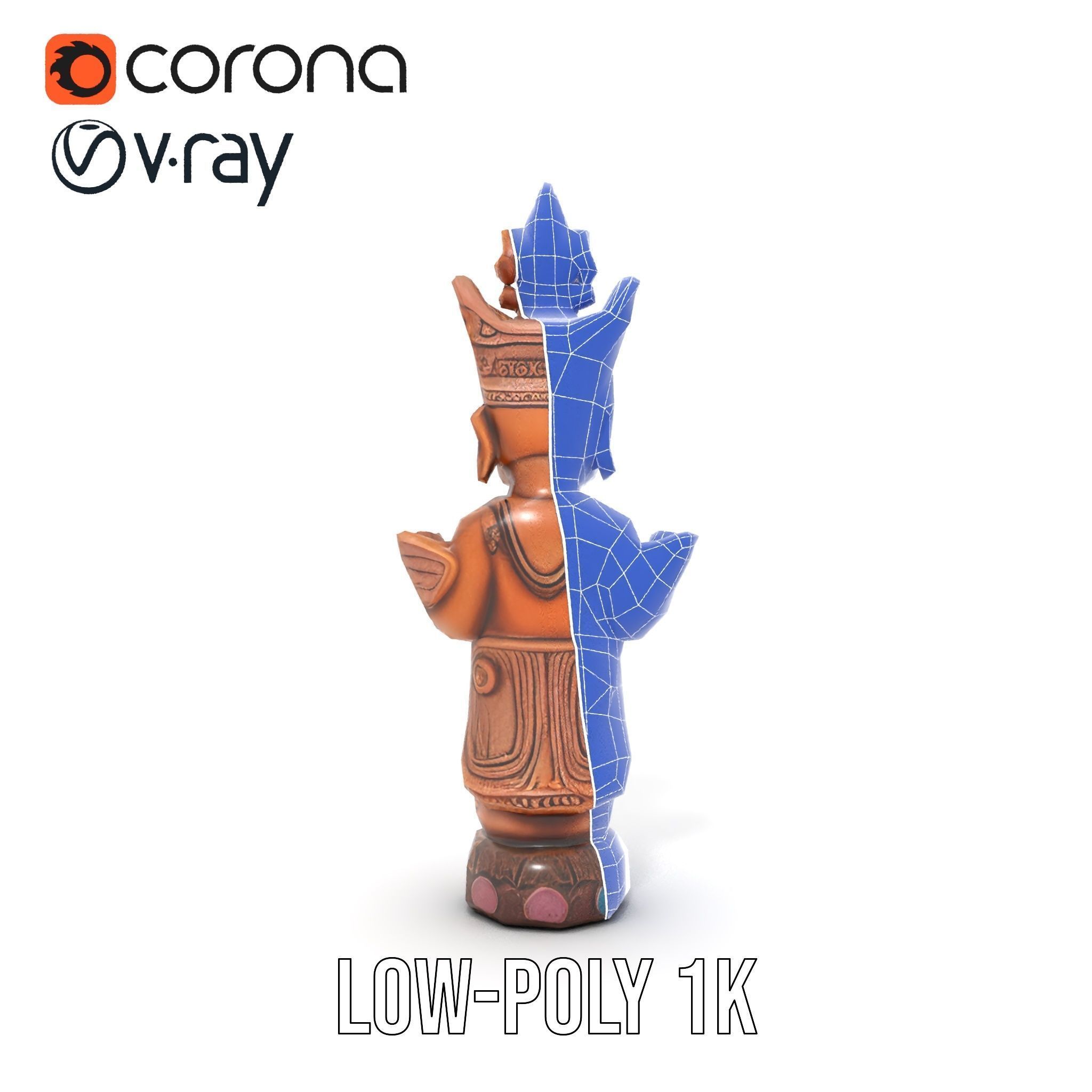 Ornate Wooden Sculpture Model Pack Low-poly 3D model_22