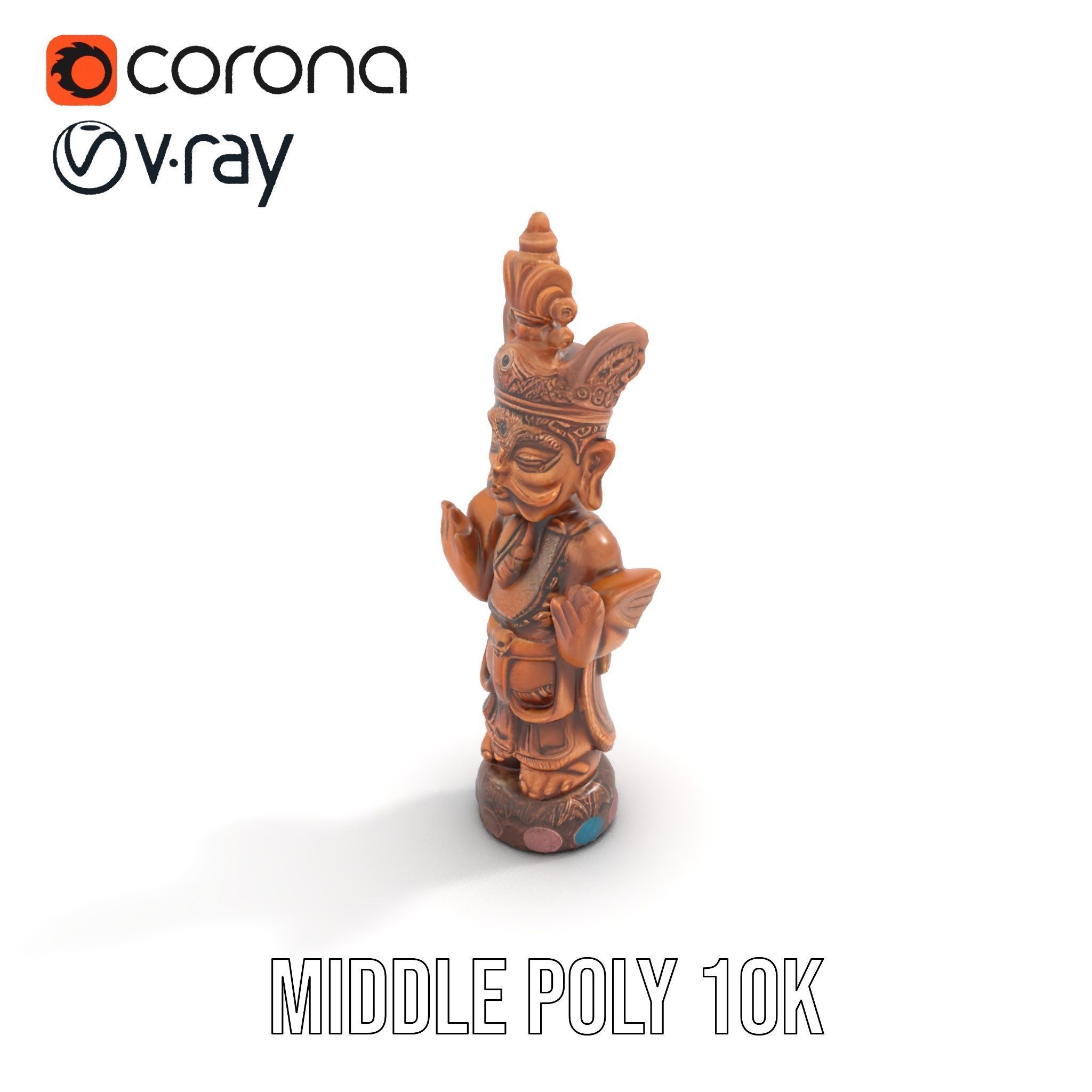 Ornate Wooden Sculpture Model Pack Low-poly 3D model_6