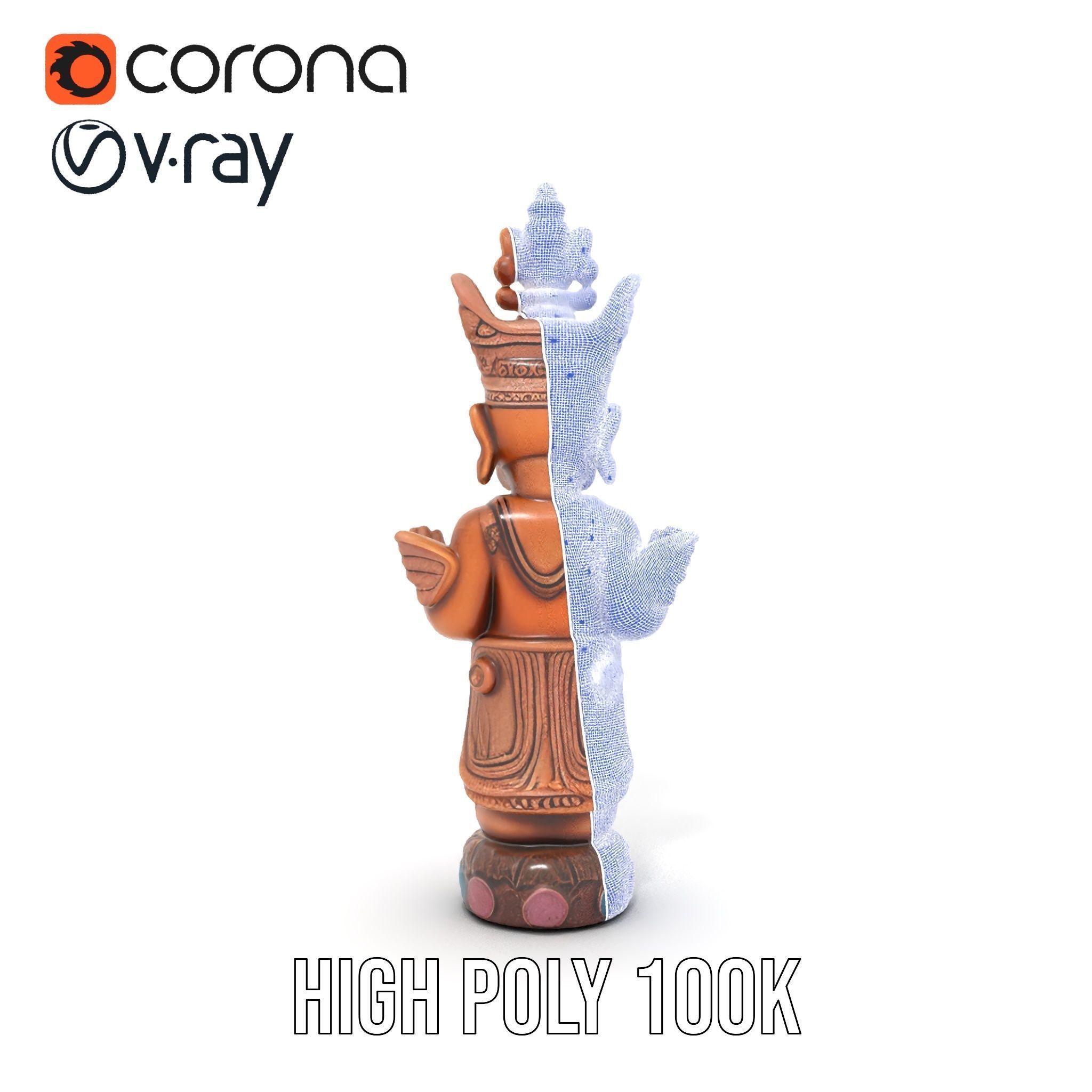 Ornate Wooden Sculpture Model Pack Low-poly 3D model_31