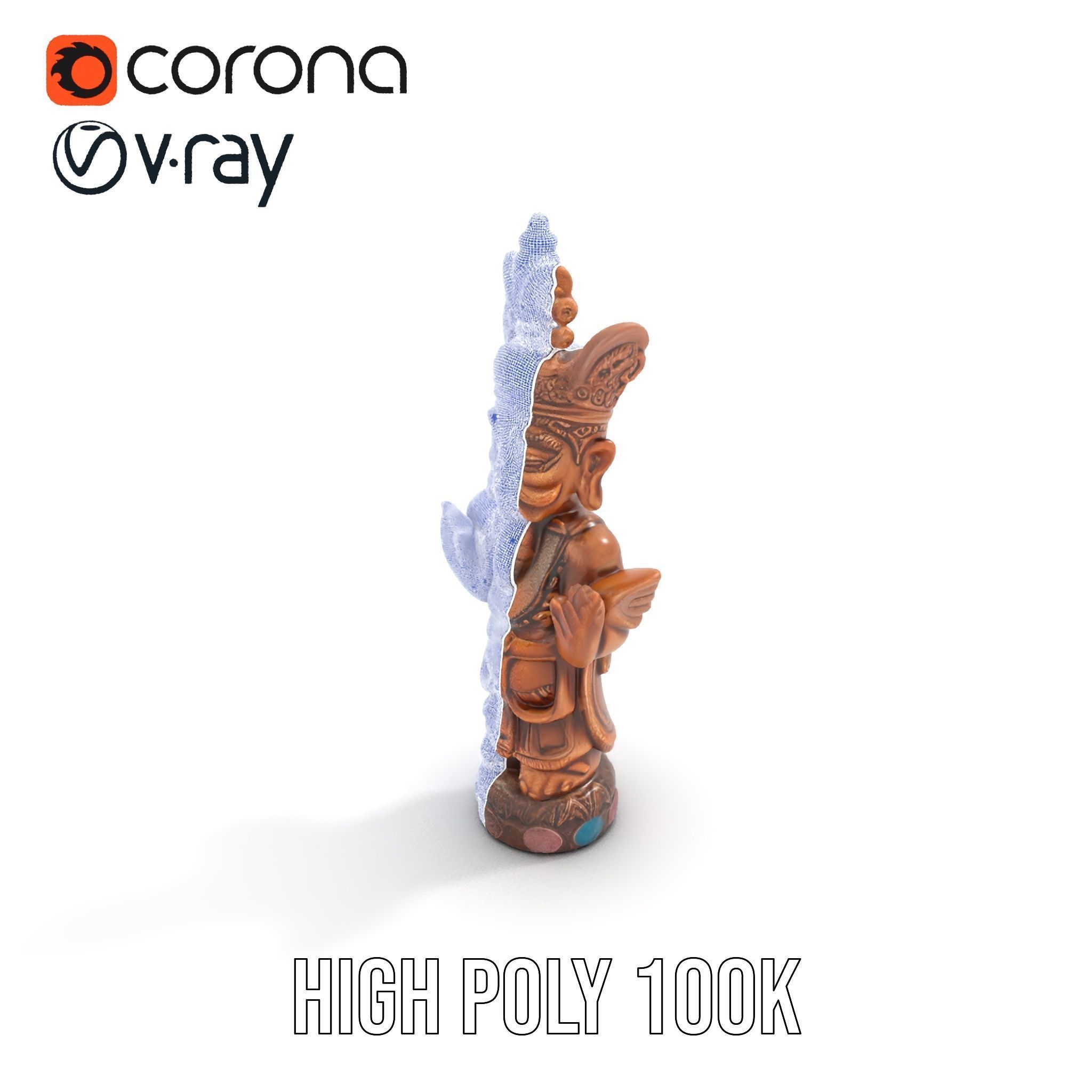Ornate Wooden Sculpture Model Pack Low-poly 3D model_34