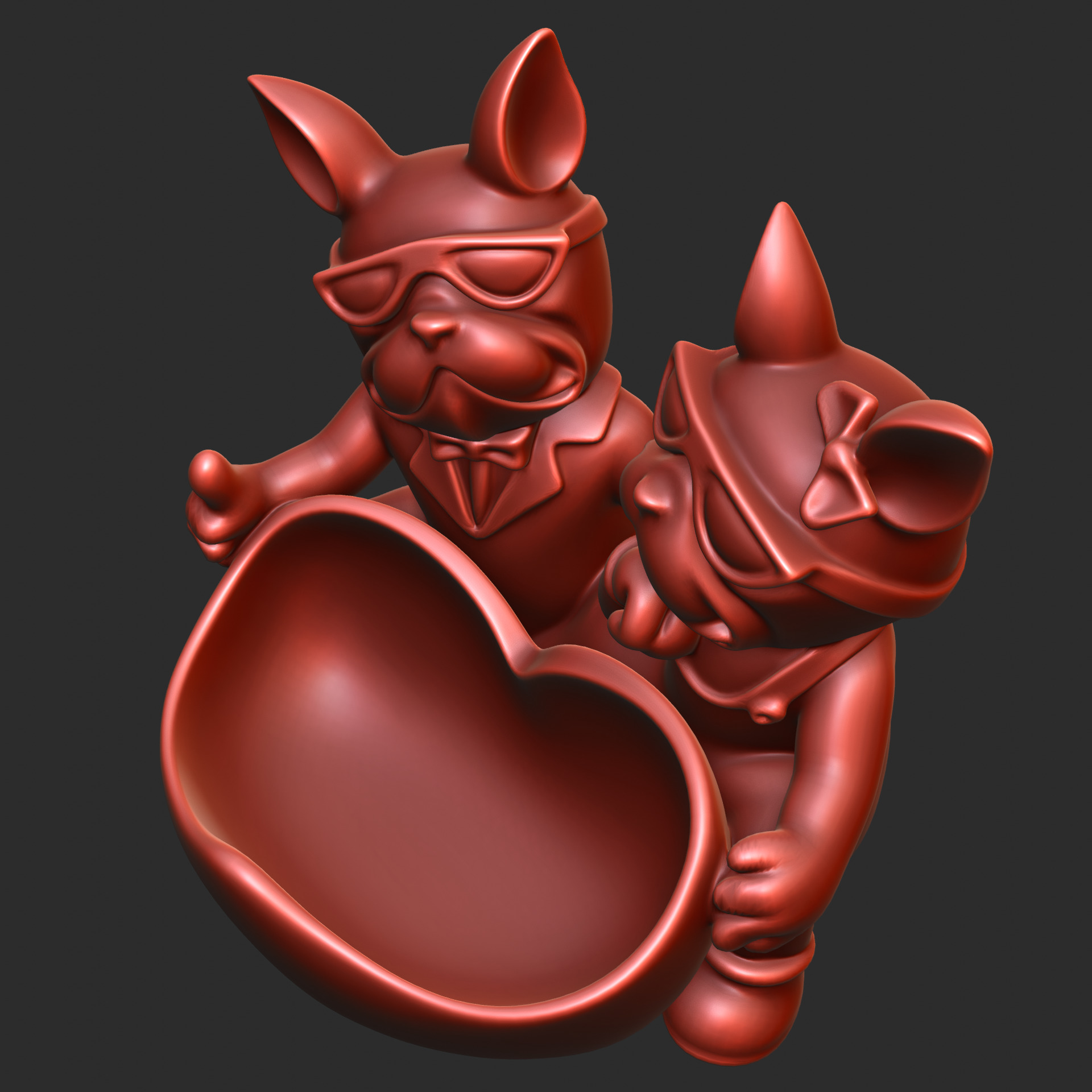 French Bulldog Couple Tray 3D print model_9