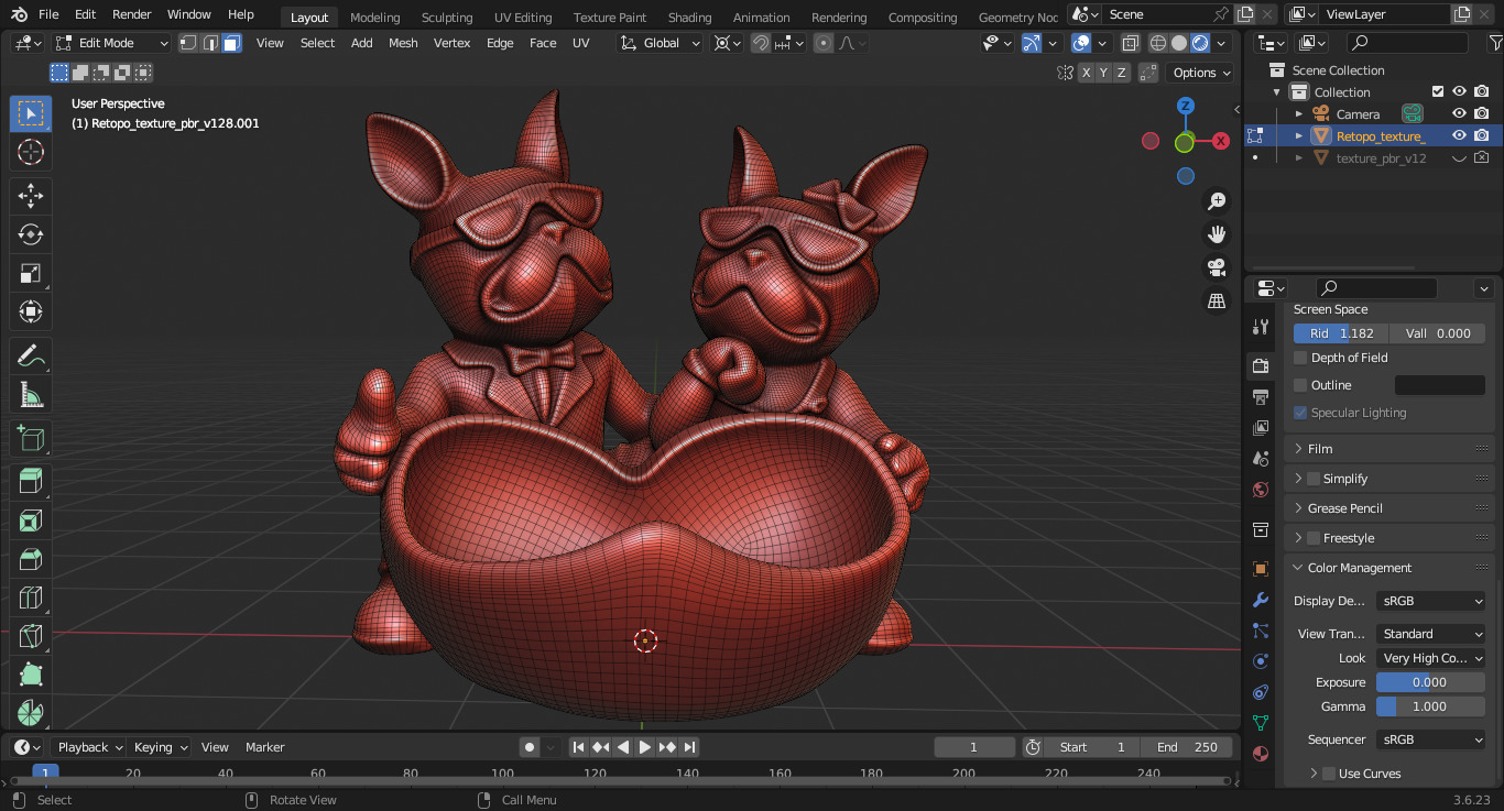 French Bulldog Couple Tray 3D print model_2