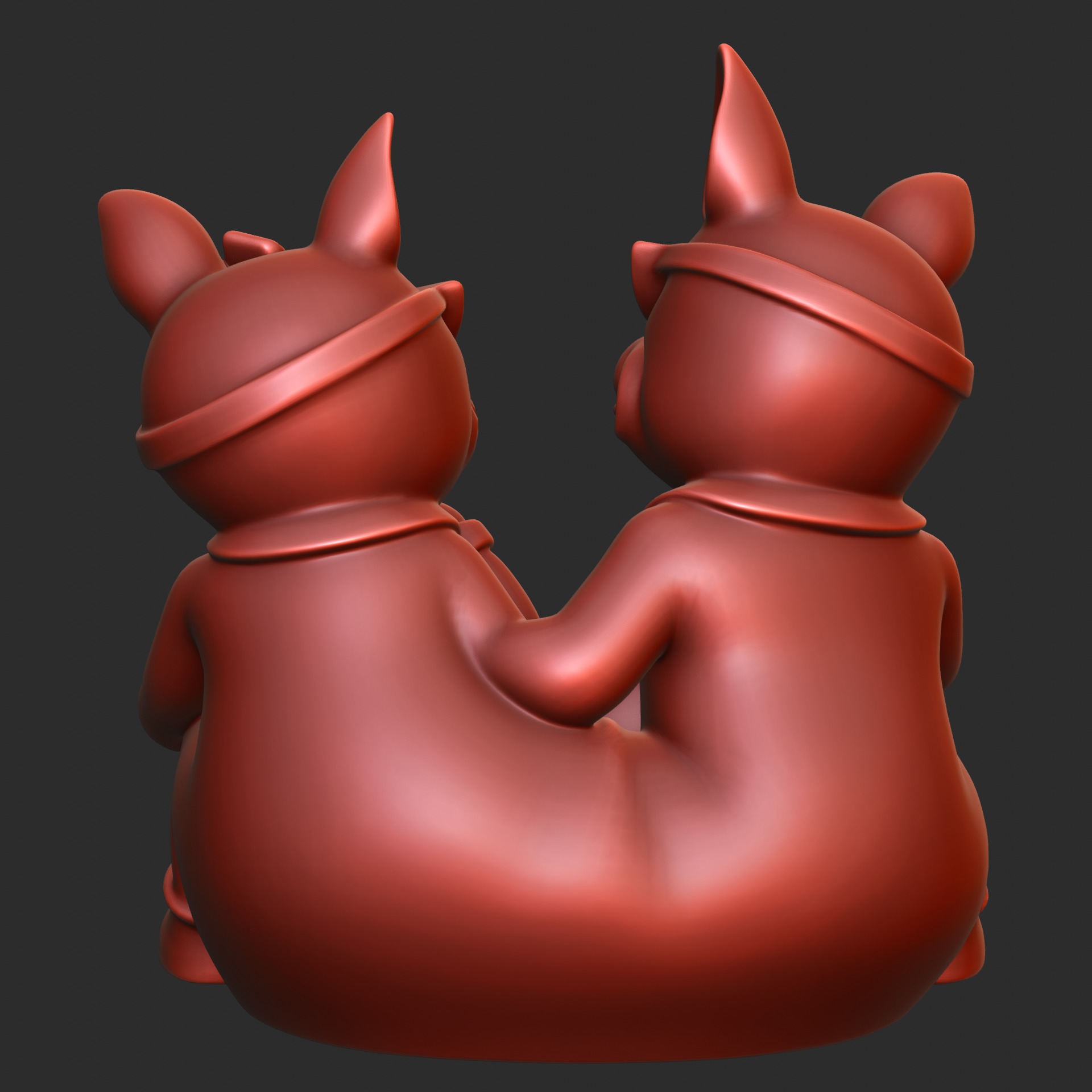 French Bulldog Couple Tray 3D print model_7