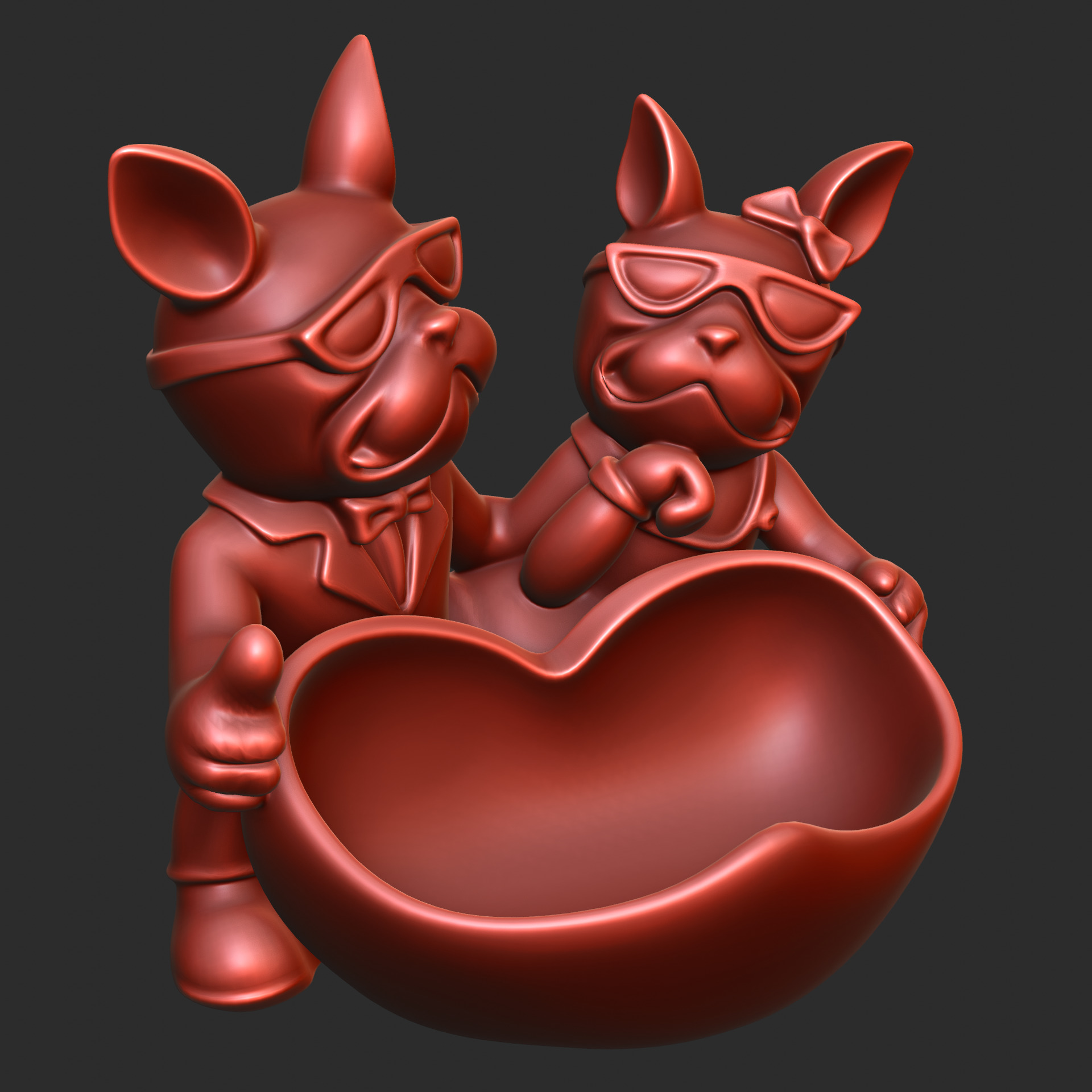 French Bulldog Couple Tray 3D print model_5