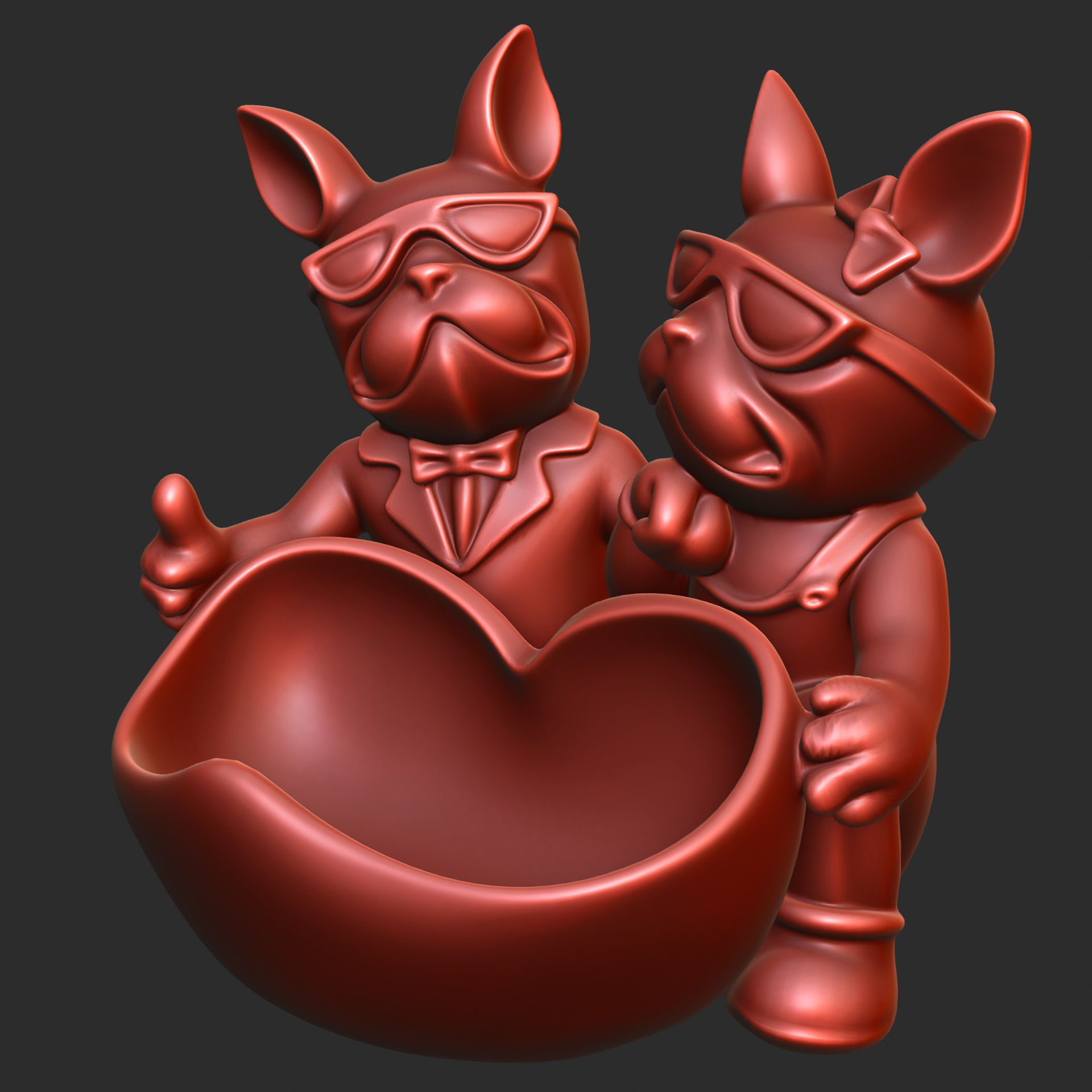 French Bulldog Couple Tray 3D print model_3