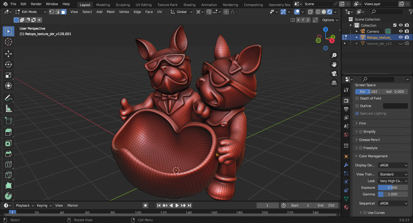 French Bulldog Couple Tray 3D print model_4