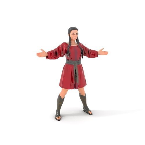 Medieval Warrior Princess Rigged and Animated D Model with Te... Low-poly 3D model
