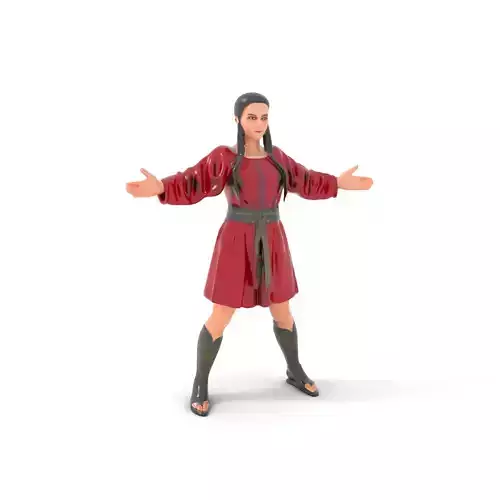 Medieval Warrior Princess Rigged and Animated D Model with Textures