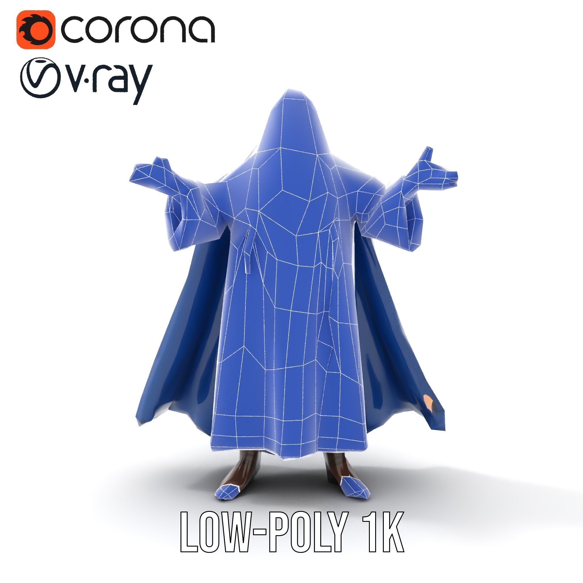Wise Wizard Character Model Rigged and Animated Low-poly 3D model_30