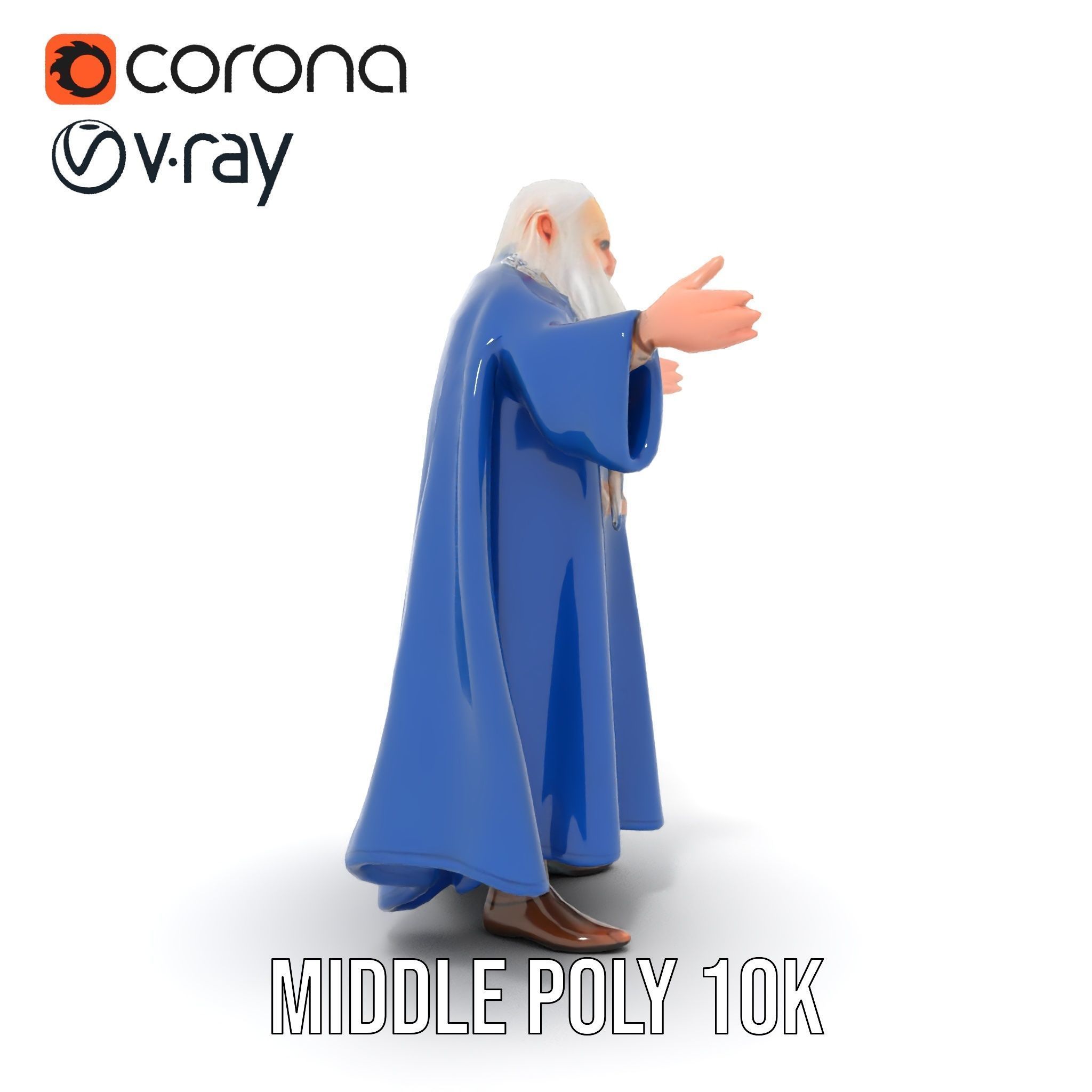 Wise Wizard Character Model Rigged and Animated Low-poly 3D model_29