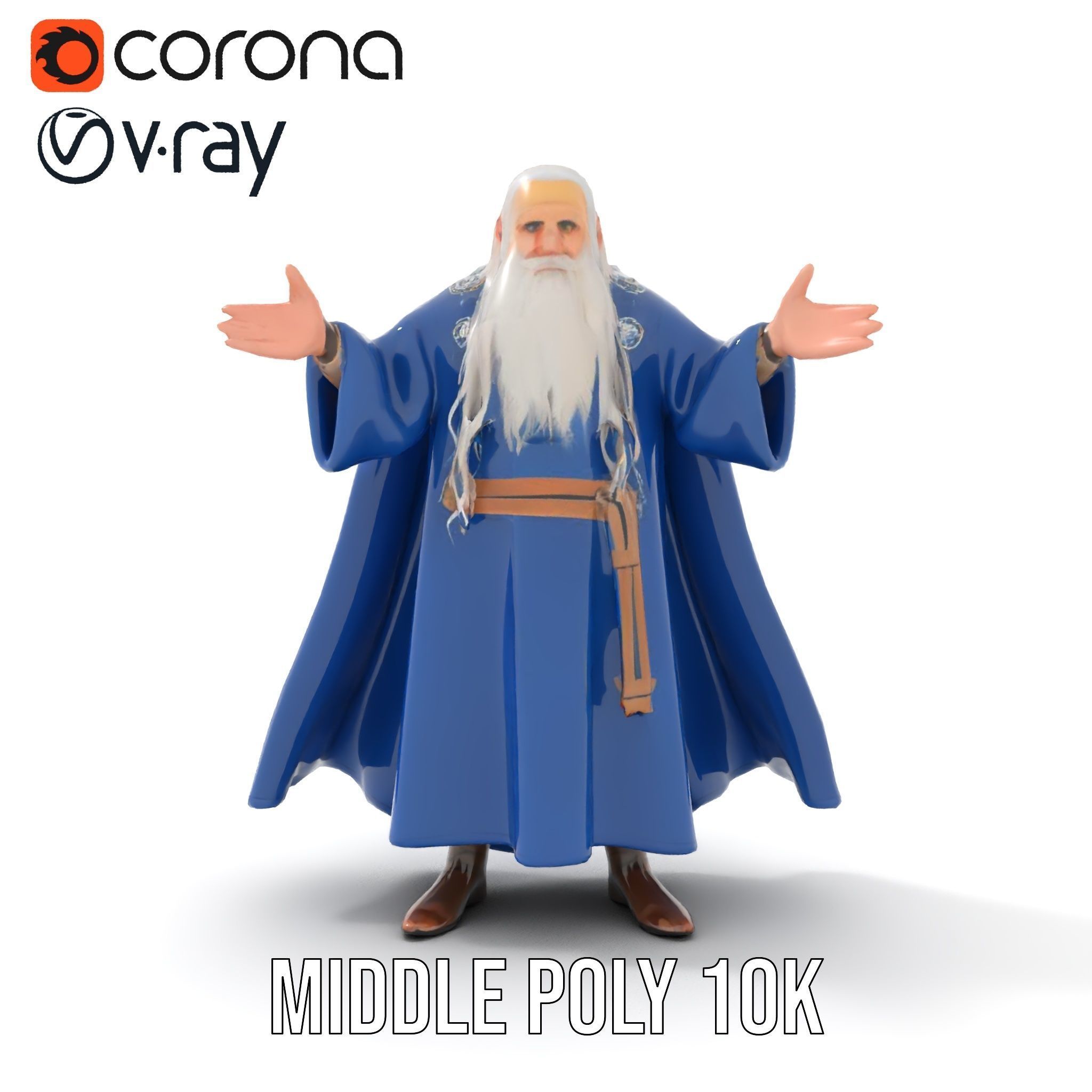 Wise Wizard Character Model Rigged and Animated Low-poly 3D model_15