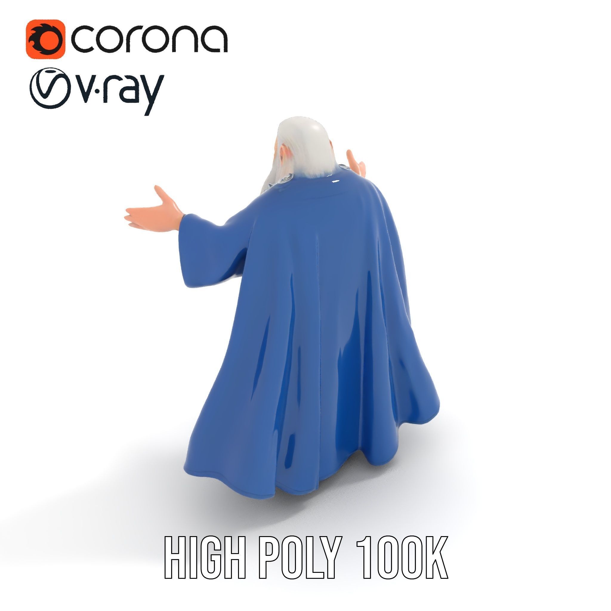 Wise Wizard Character Model Rigged and Animated Low-poly 3D model_11