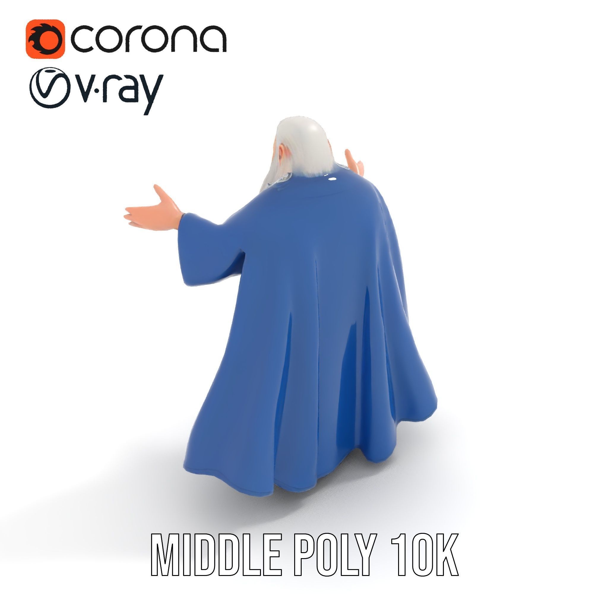 Wise Wizard Character Model Rigged and Animated Low-poly 3D model_12