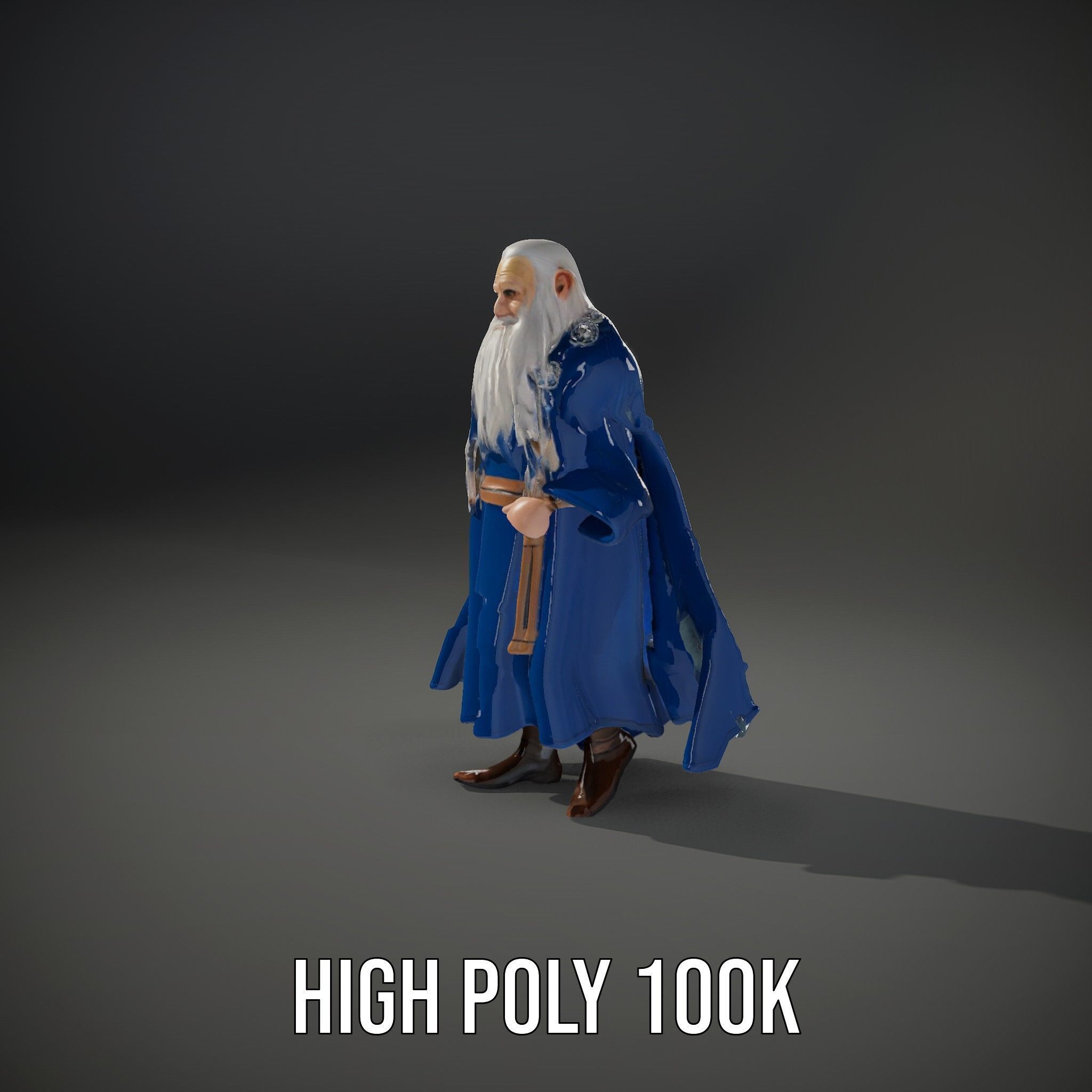 Wise Wizard Character Model Rigged and Animated Low-poly 3D model_26