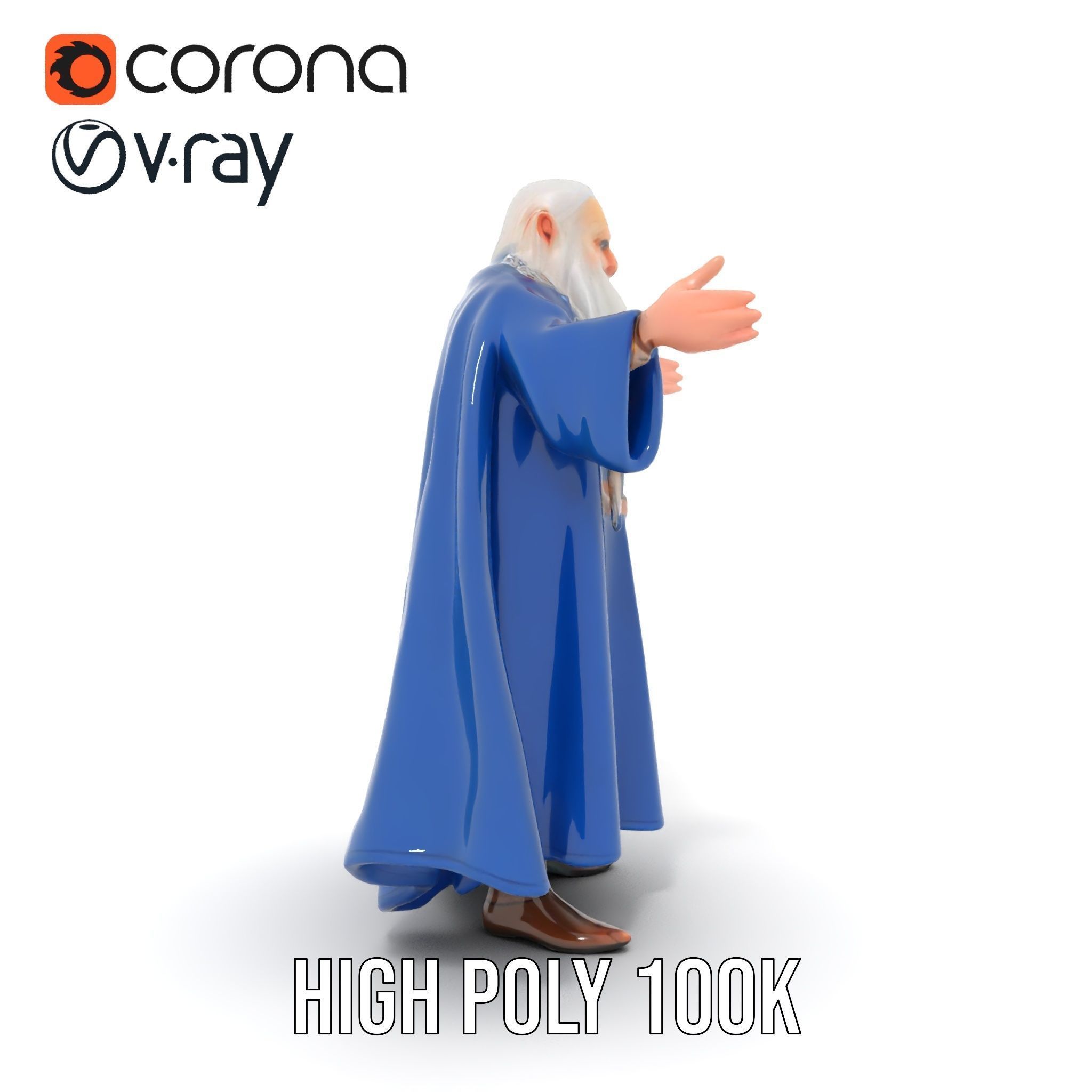 Wise Wizard Character Model Rigged and Animated Low-poly 3D model_17