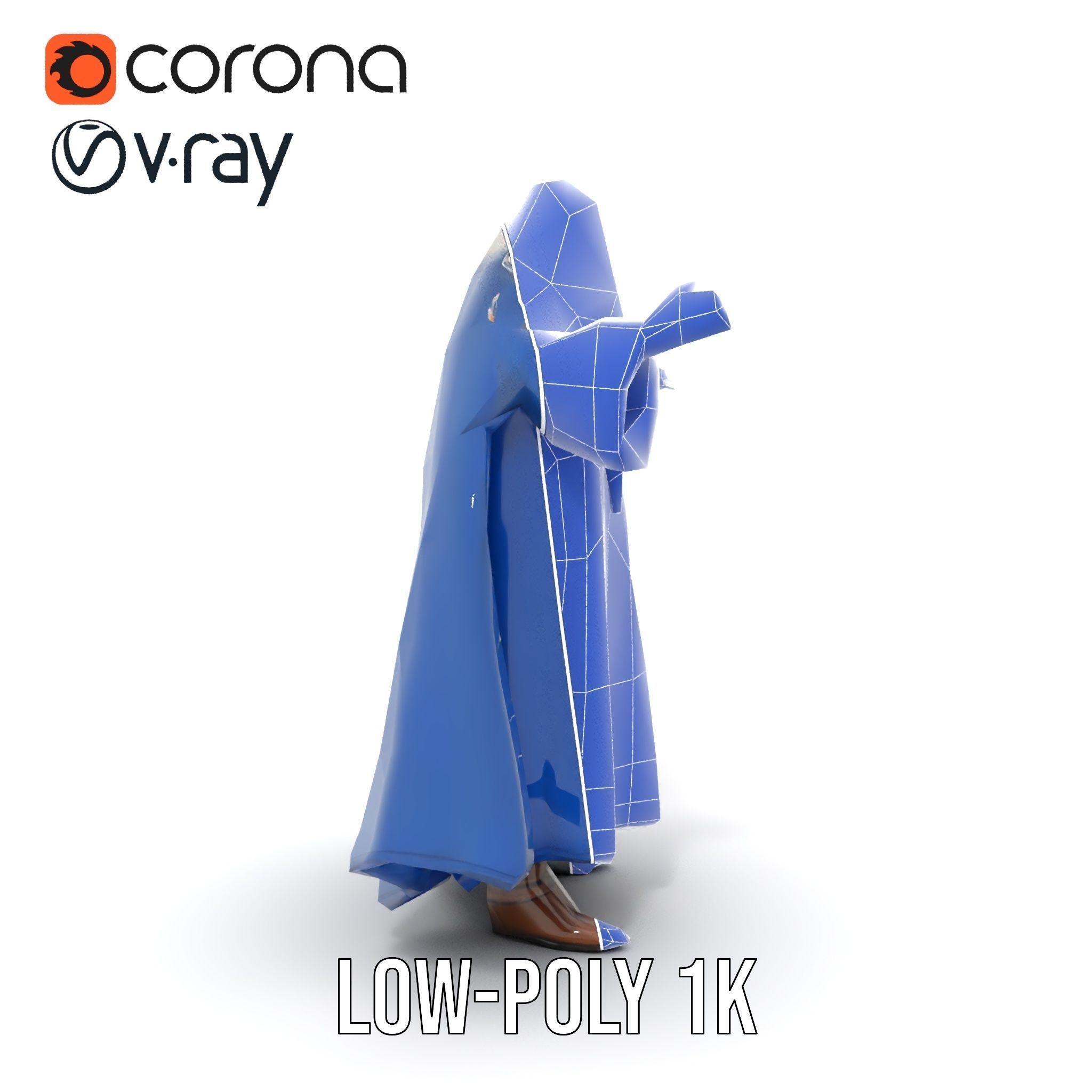 Wise Wizard Character Model Rigged and Animated Low-poly 3D model_25