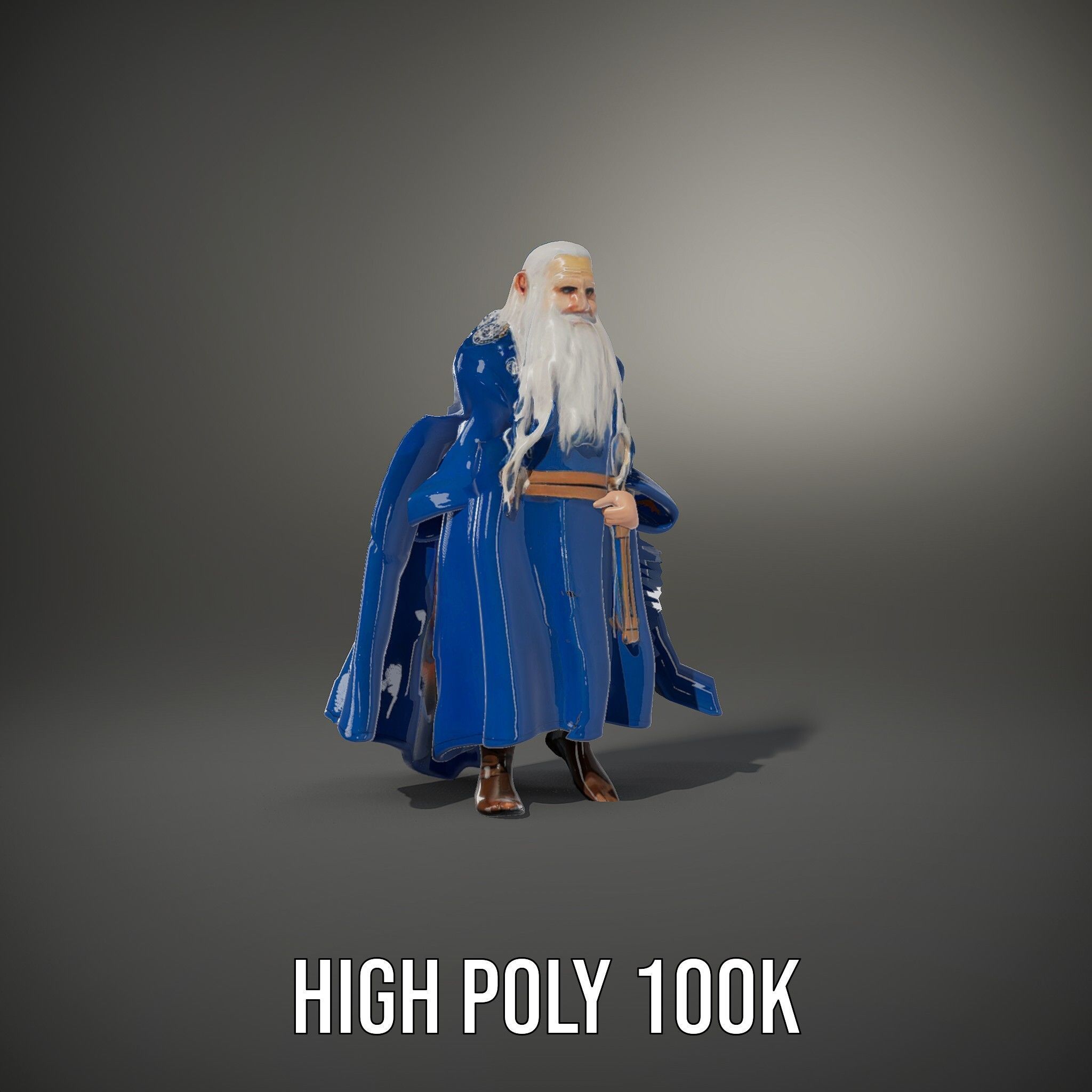Wise Wizard Character Model Rigged and Animated Low-poly 3D model_23
