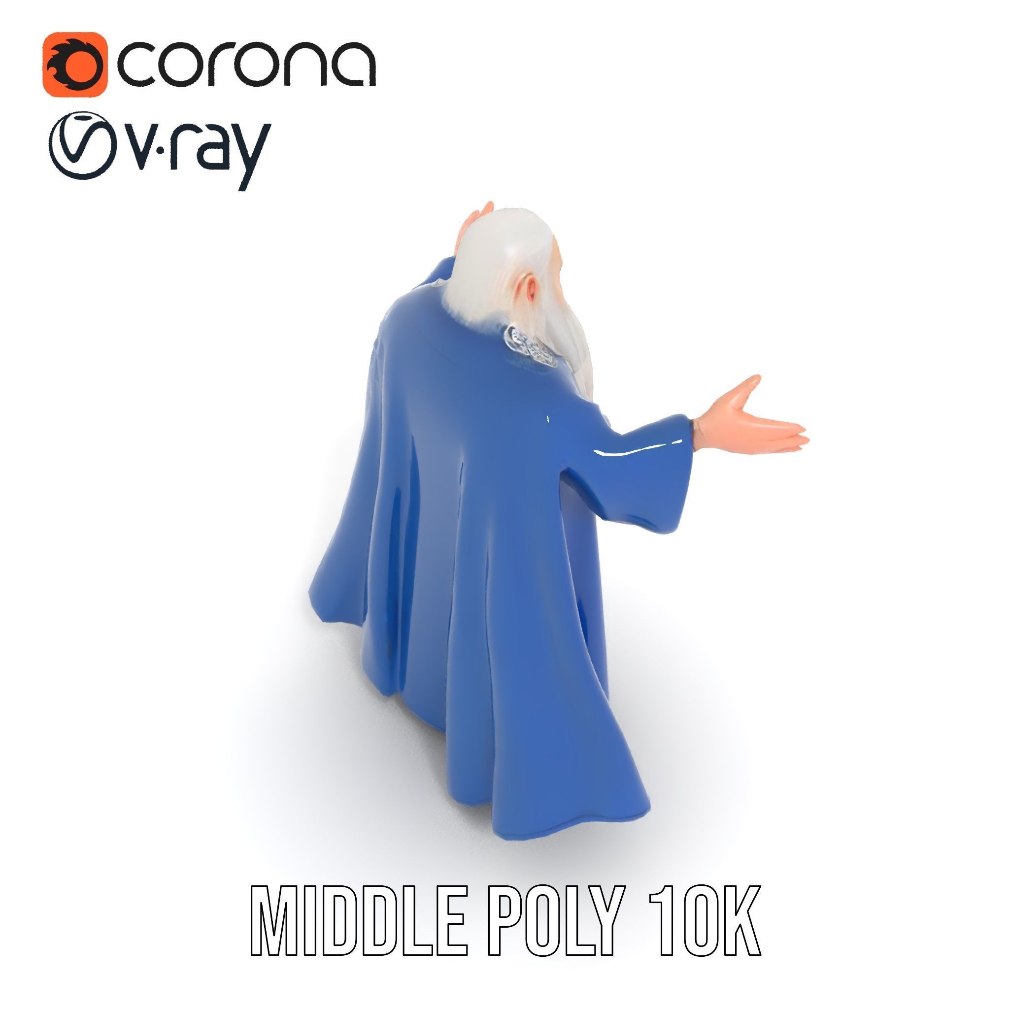 Wise Wizard Character Model Rigged and Animated Low-poly 3D model_27
