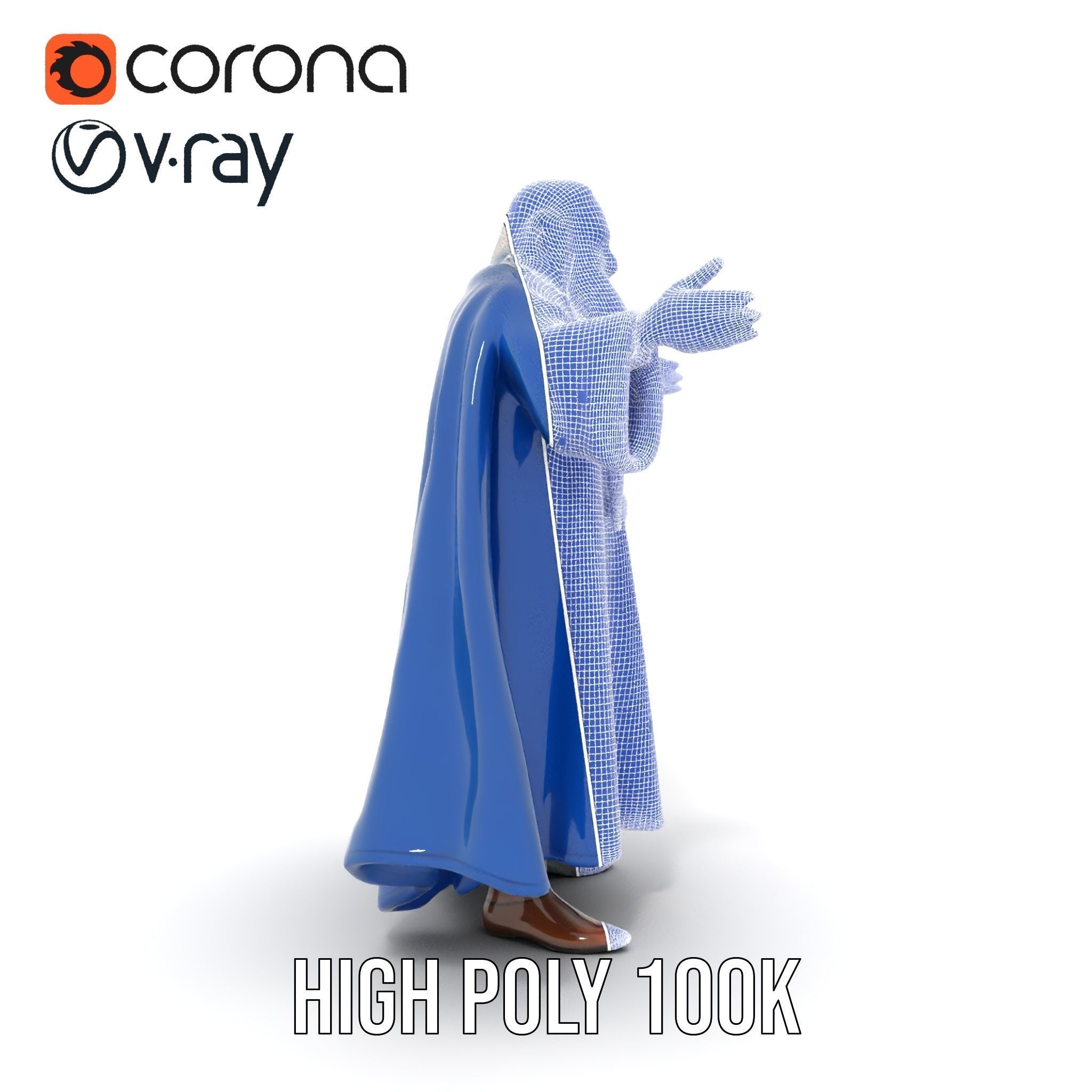 Wise Wizard Character Model Rigged and Animated Low-poly 3D model_36