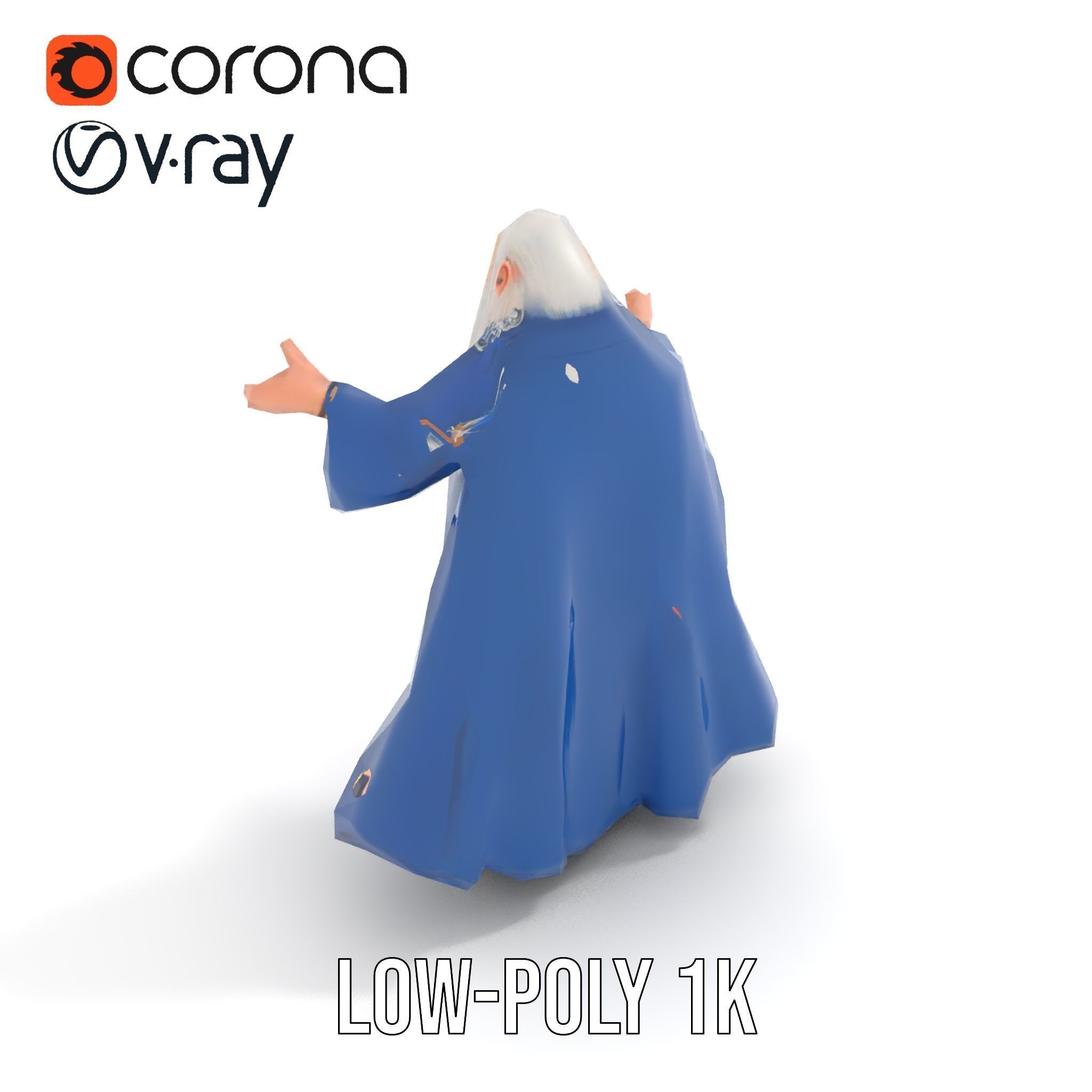 Wise Wizard Character Model Rigged and Animated Low-poly 3D model_16