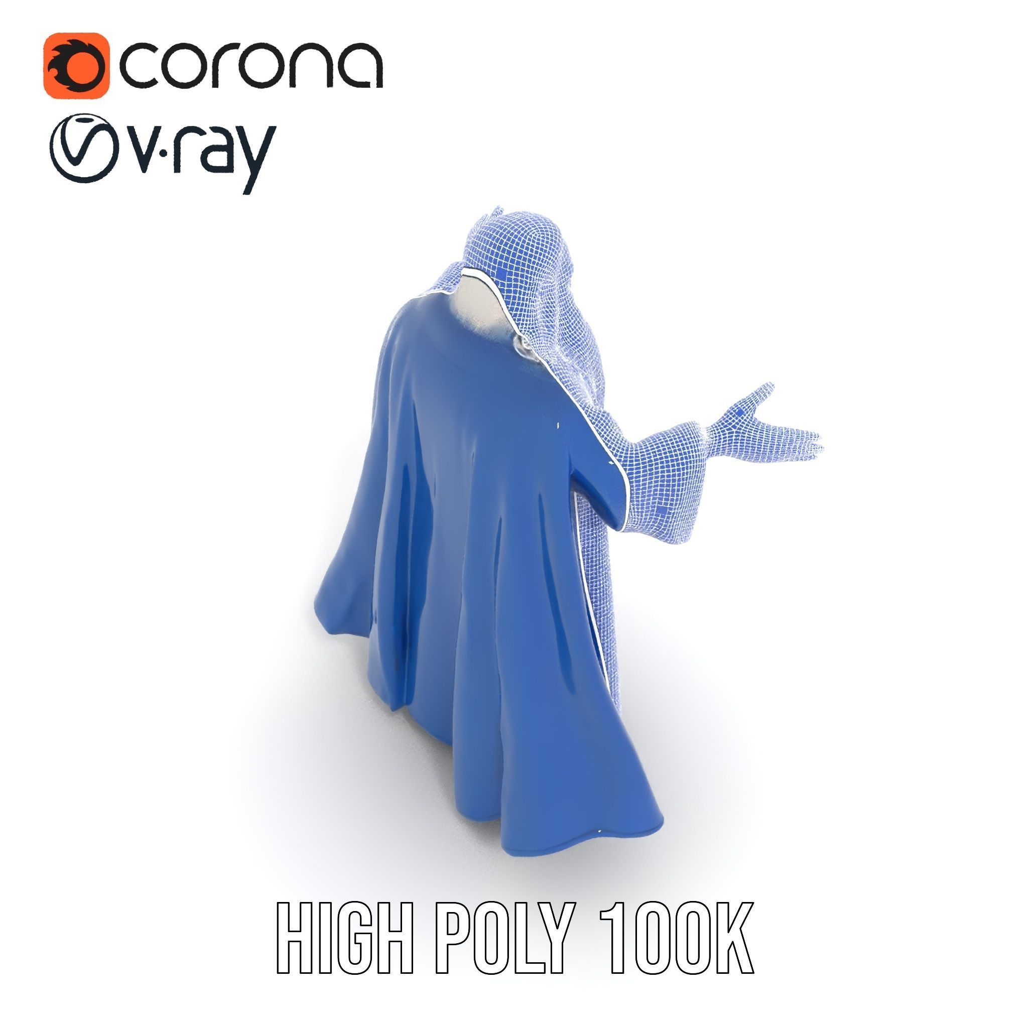 Wise Wizard Character Model Rigged and Animated Low-poly 3D model_31