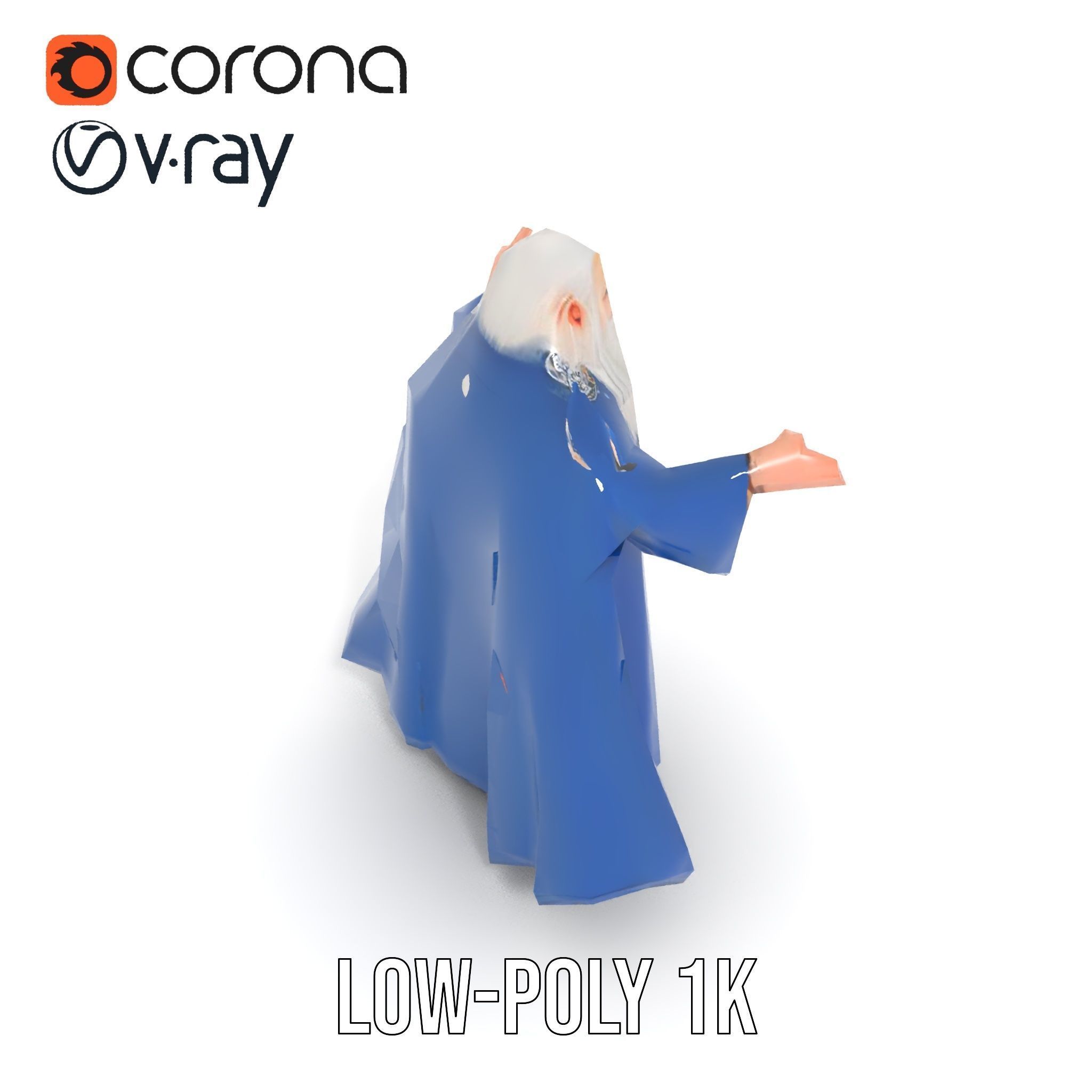 Wise Wizard Character Model Rigged and Animated Low-poly 3D model_28