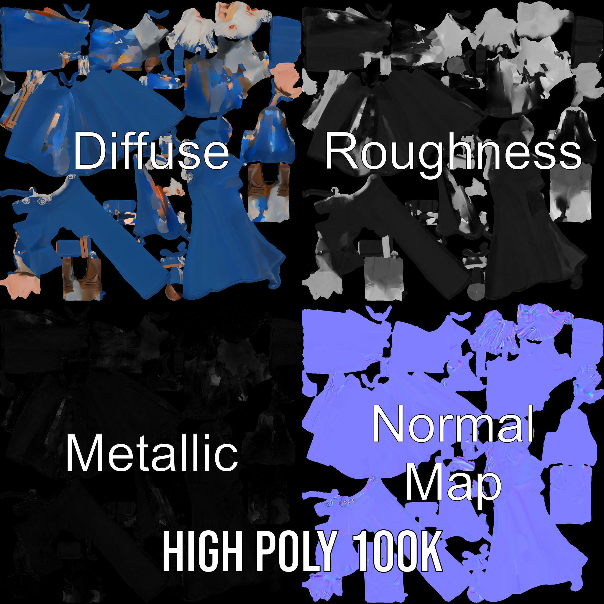 Wise Wizard Character Model Rigged and Animated Low-poly 3D model_3