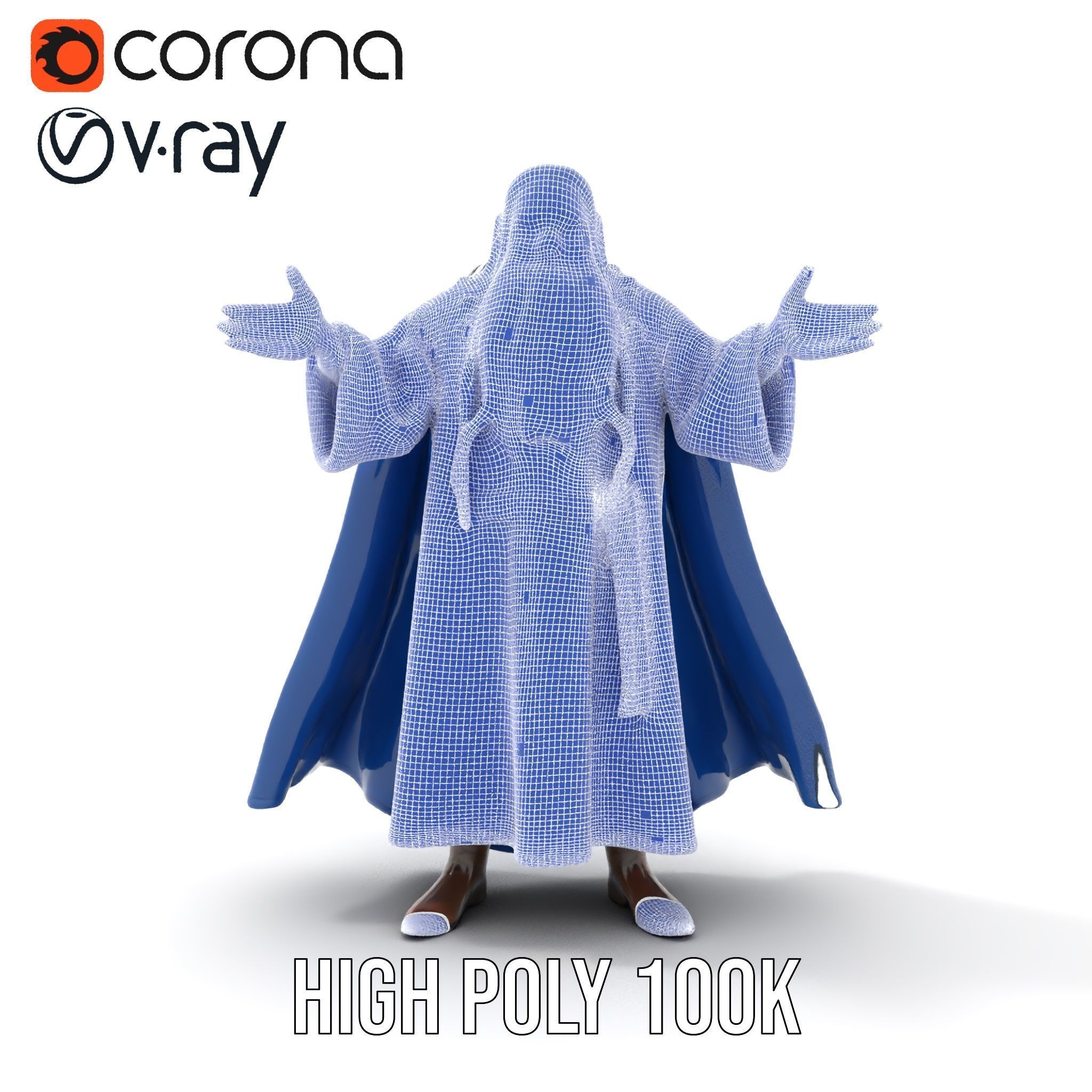 Wise Wizard Character Model Rigged and Animated Low-poly 3D model_35