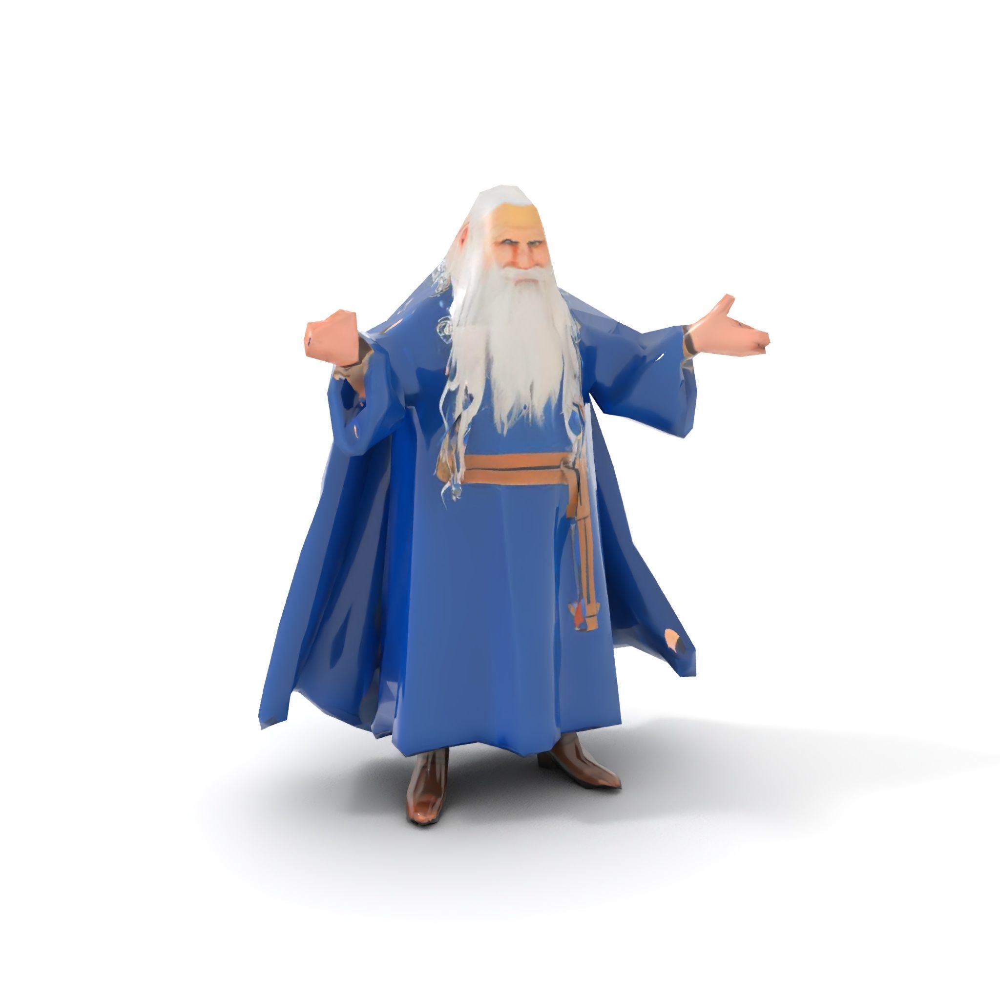 Wise Wizard Character Model Rigged and Animated Low-poly 3D model_7