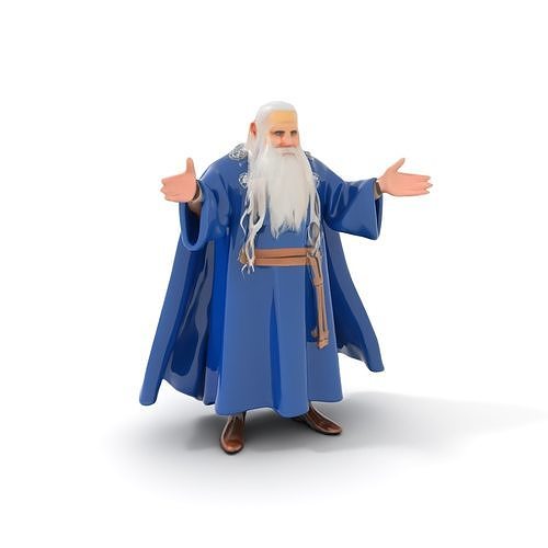 Wise Wizard Character Model Rigged and Animated Low-poly 3D model