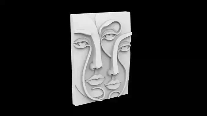 Modern Abstract Faces Relief