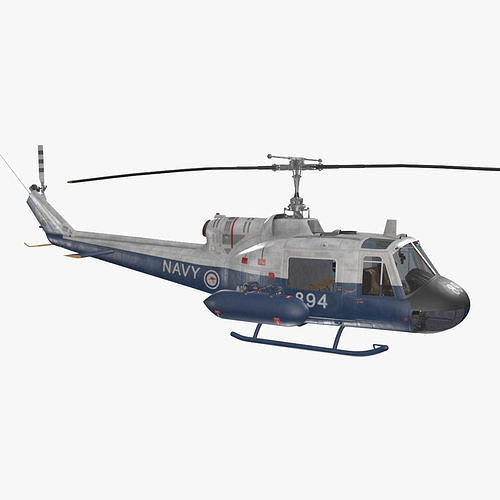 Bell UH-1B Australian Navy Basic Animation Low-poly 3D model
