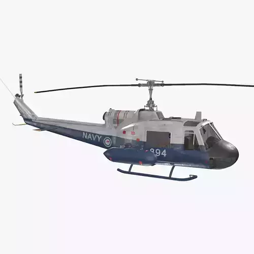 Bell UH-1B Australian Navy Basic Animation Low-poly 3D model