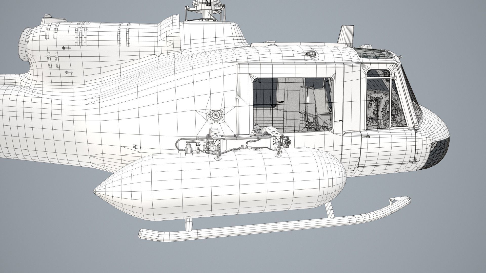 Bell UH-1B Australian Navy Basic Animation Low-poly 3D model_30