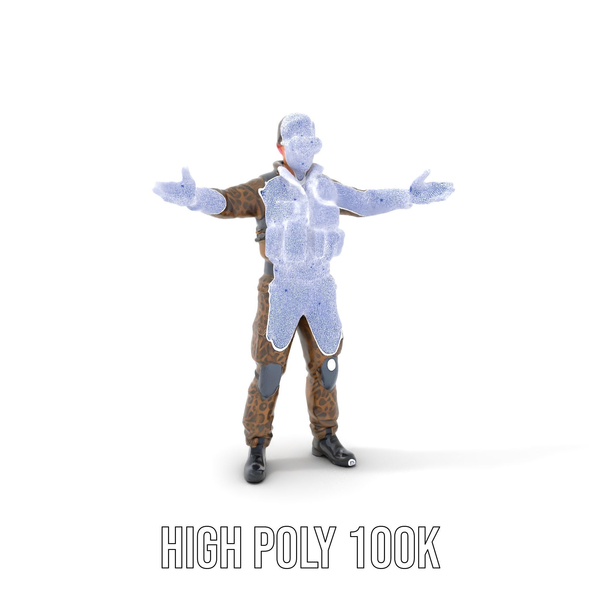 Leopard Camo Soldier Rigged and Animated D Character Model Low-poly 3D model_4