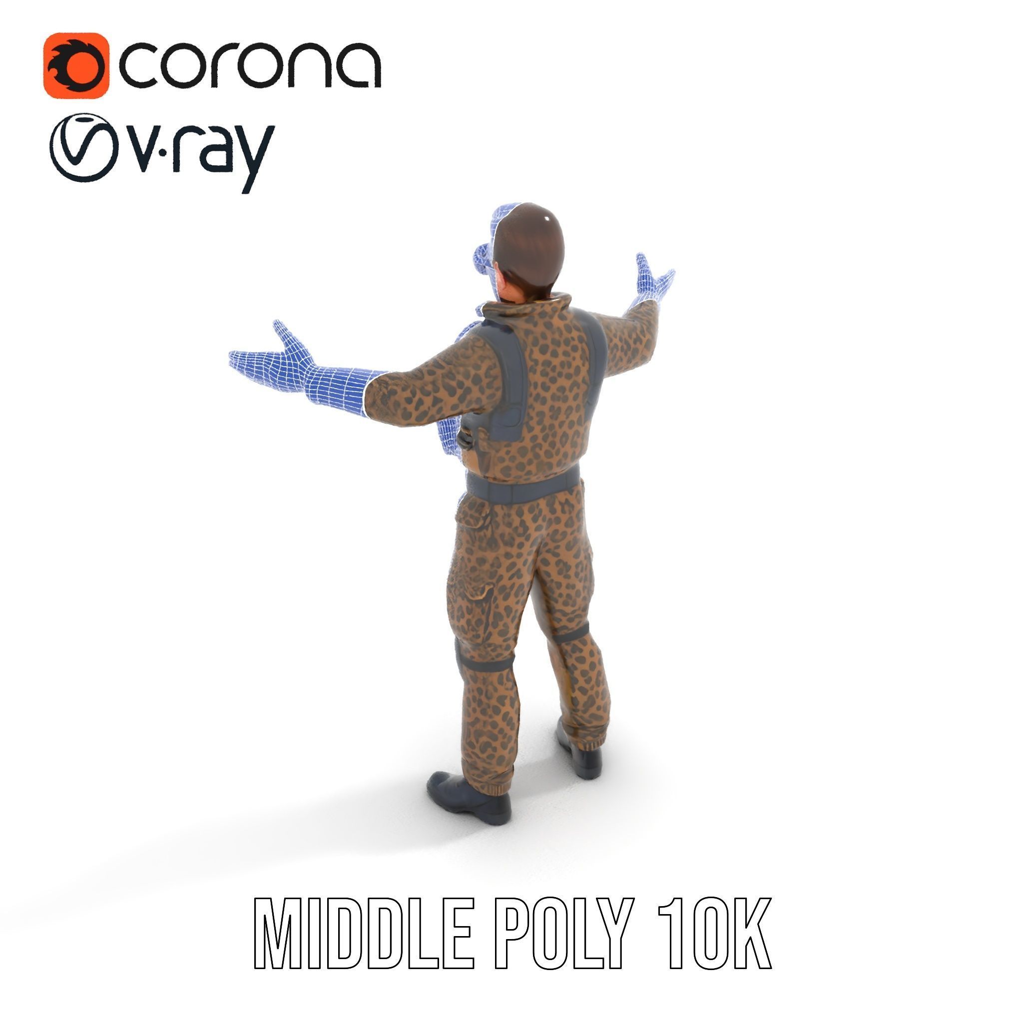 Leopard Camo Soldier Rigged and Animated D Character Model Low-poly 3D model_24