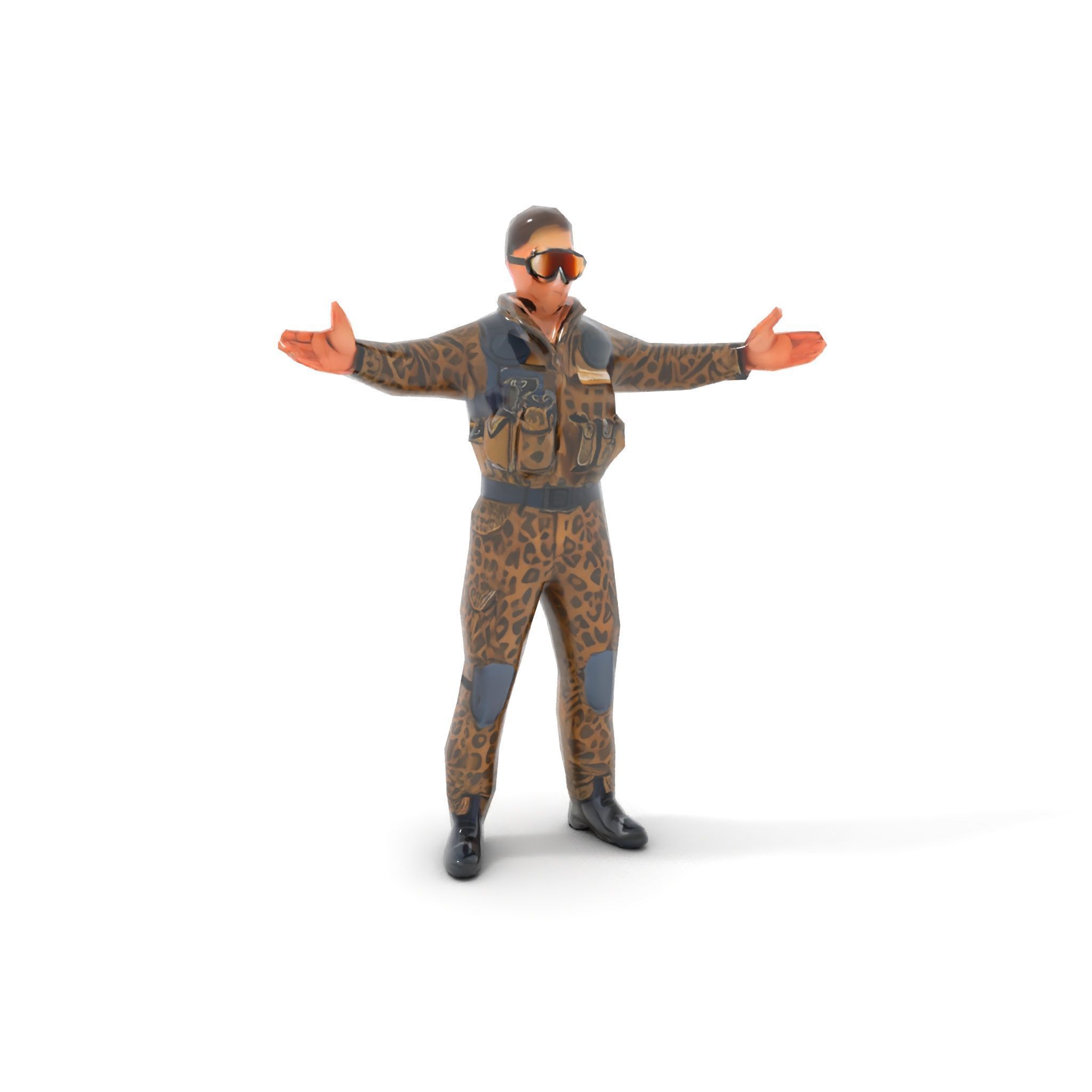 Leopard Camo Soldier Rigged and Animated D Character Model Low-poly 3D model_31