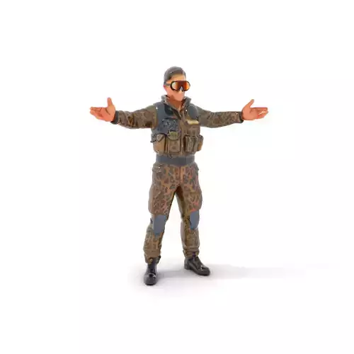 Leopard Camo Soldier Rigged and Animated D Character Model Low-poly 3D model