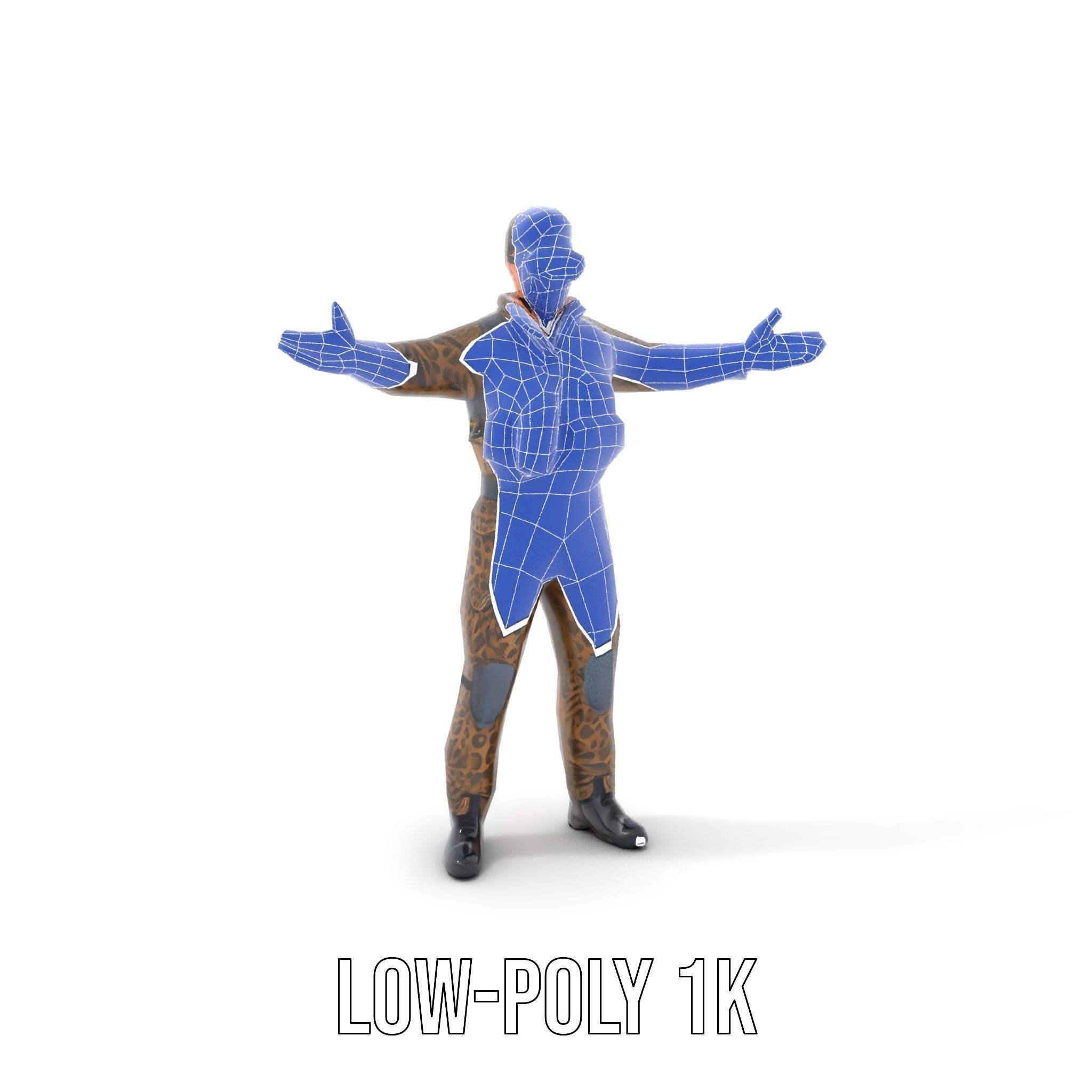 Leopard Camo Soldier Rigged and Animated D Character Model Low-poly 3D model_14