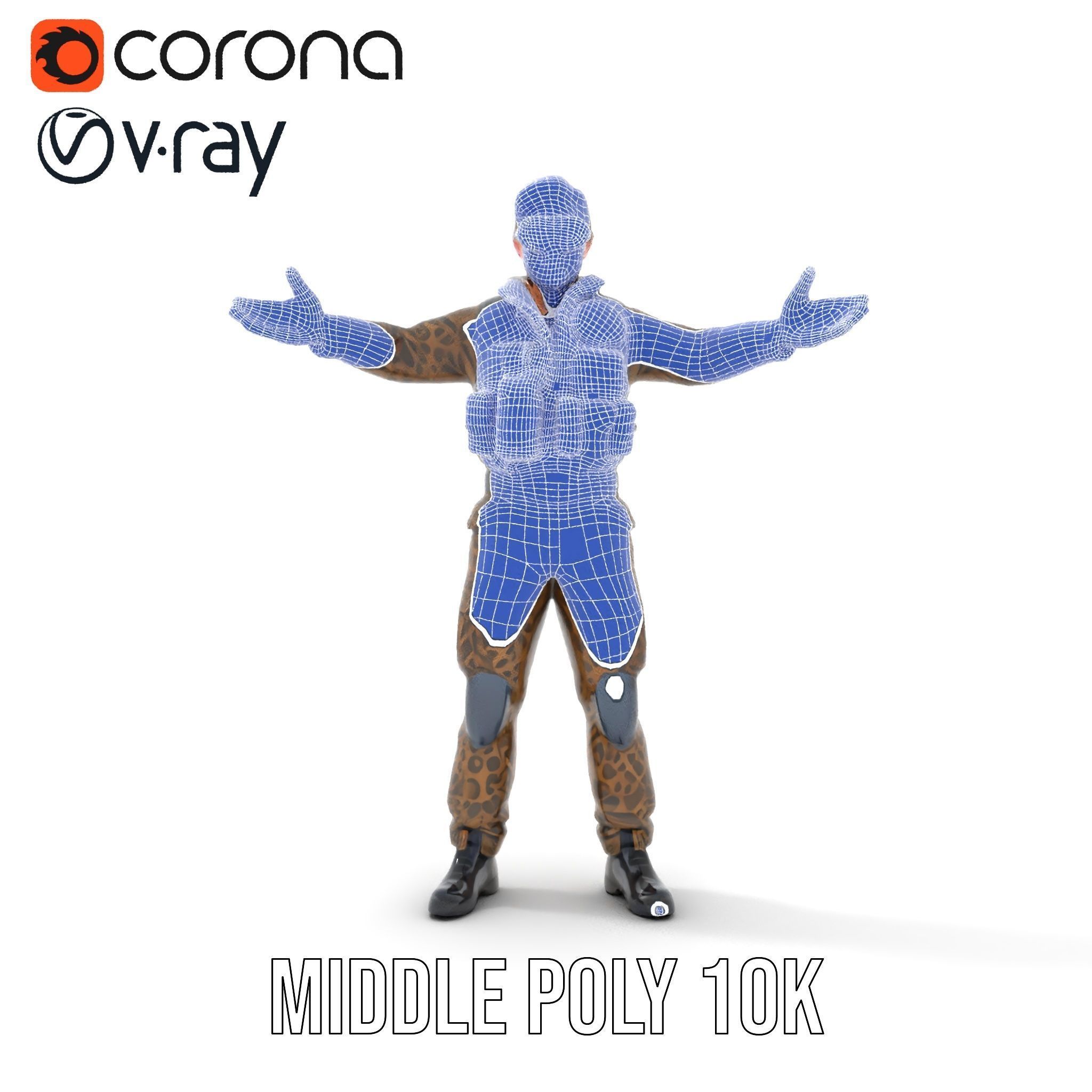 Leopard Camo Soldier Rigged and Animated D Character Model Low-poly 3D model_21