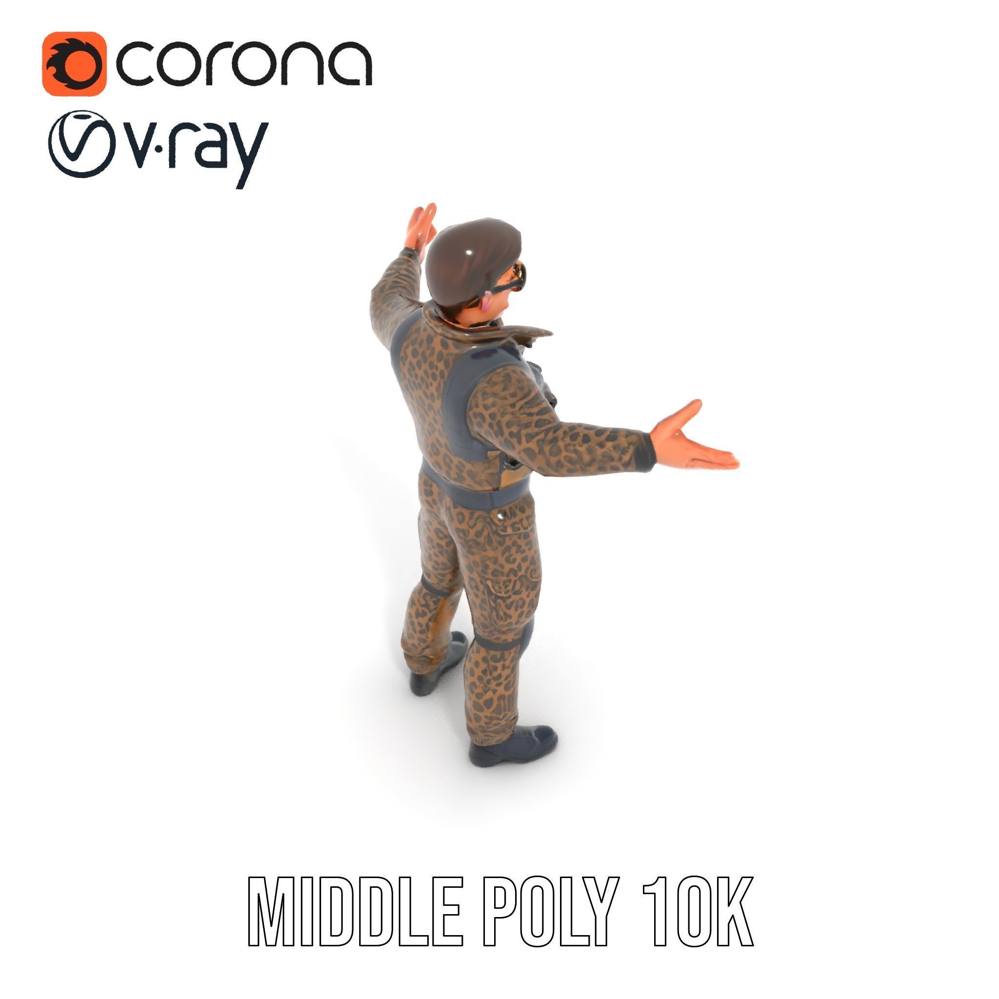 Leopard Camo Soldier Rigged and Animated D Character Model Low-poly 3D model_27