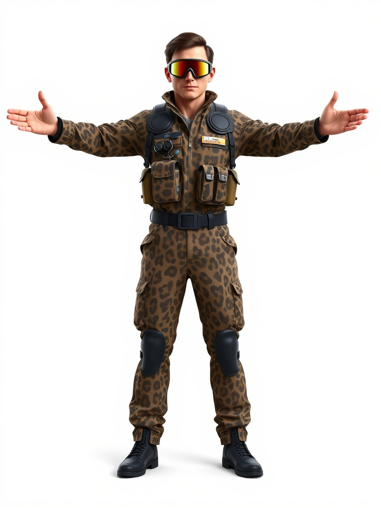 Leopard Camo Soldier Rigged and Animated D Character Model Low-poly 3D model_2