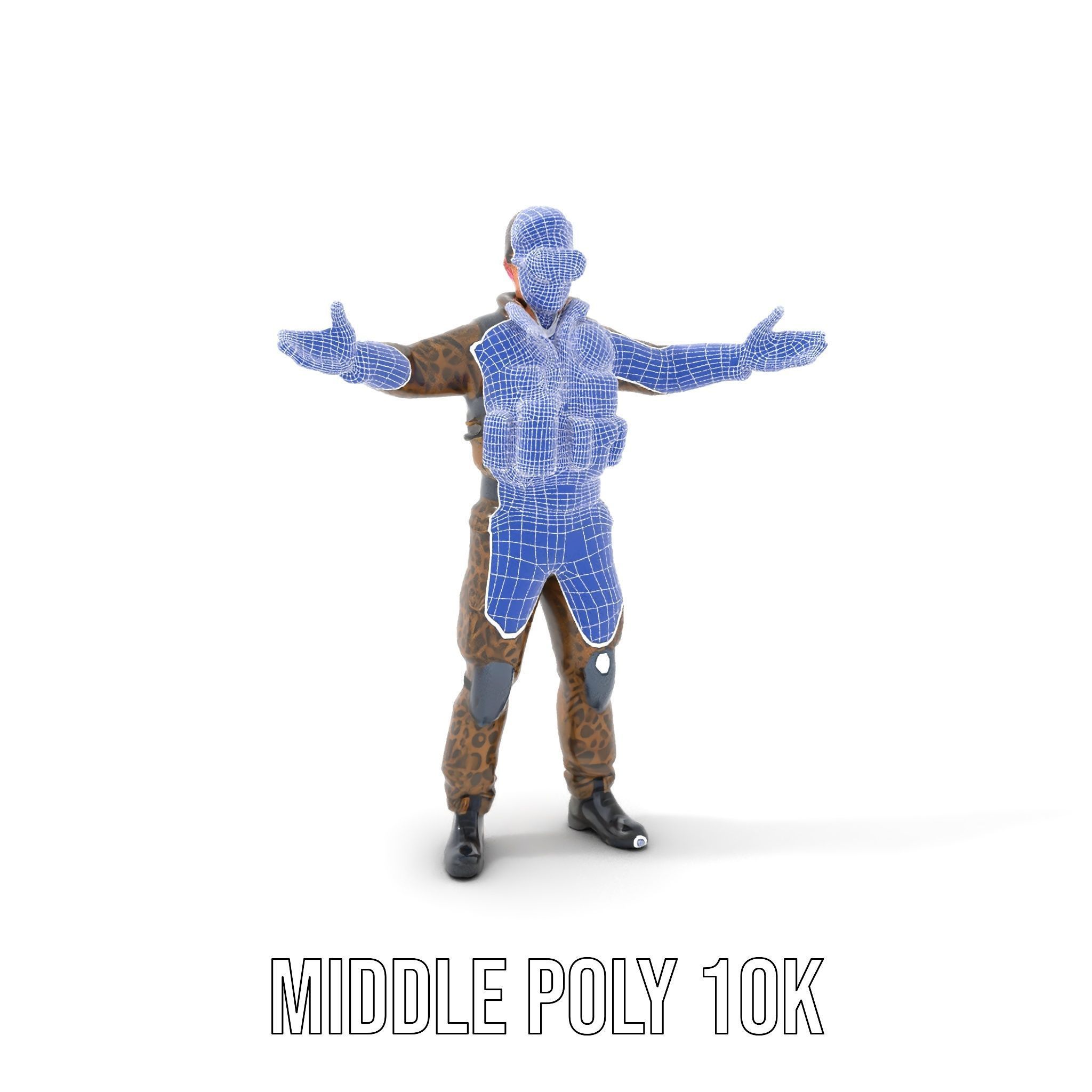 Leopard Camo Soldier Rigged and Animated D Character Model Low-poly 3D model_5