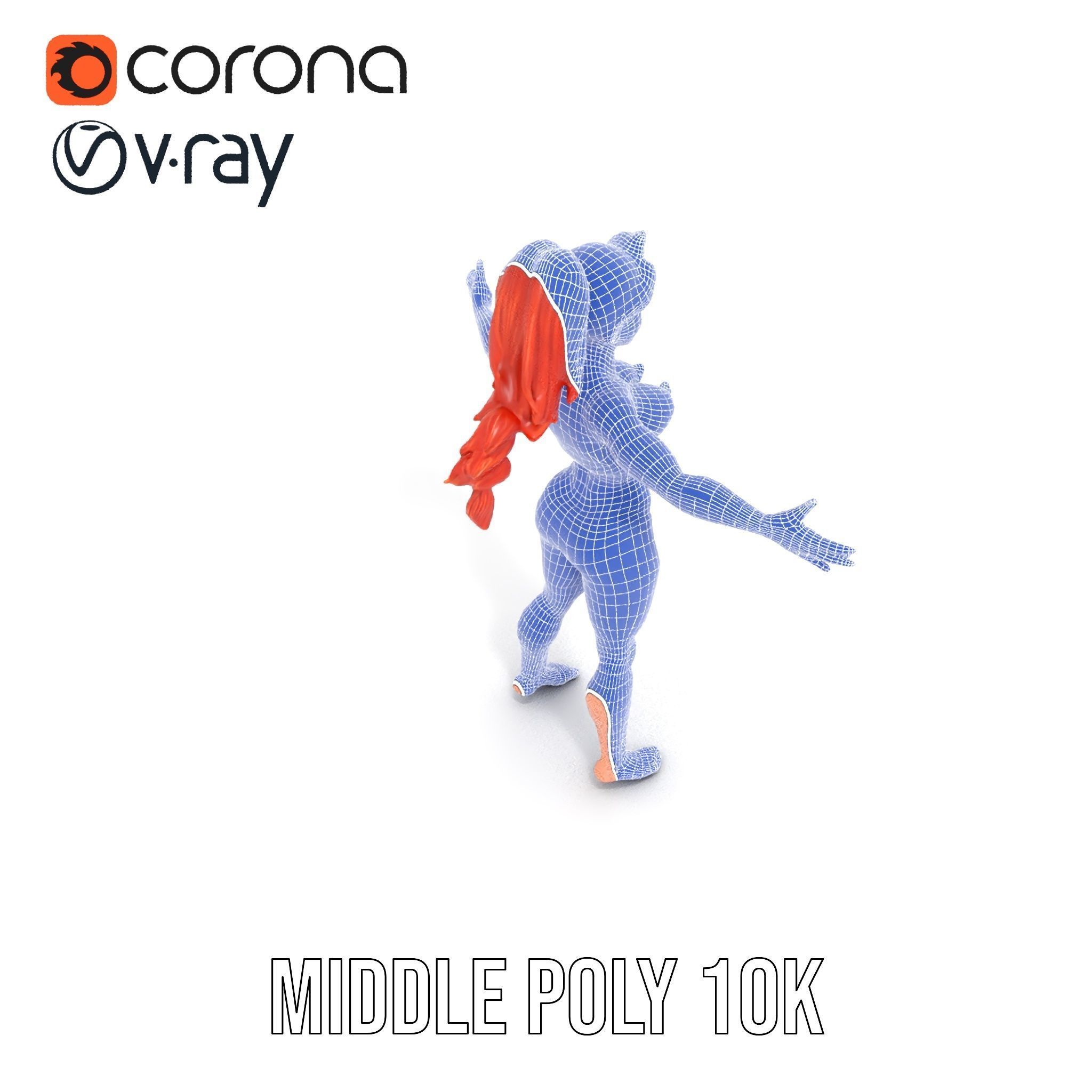 Redhead Athletic Female Character Rigged and Animated Low-poly 3D model_15