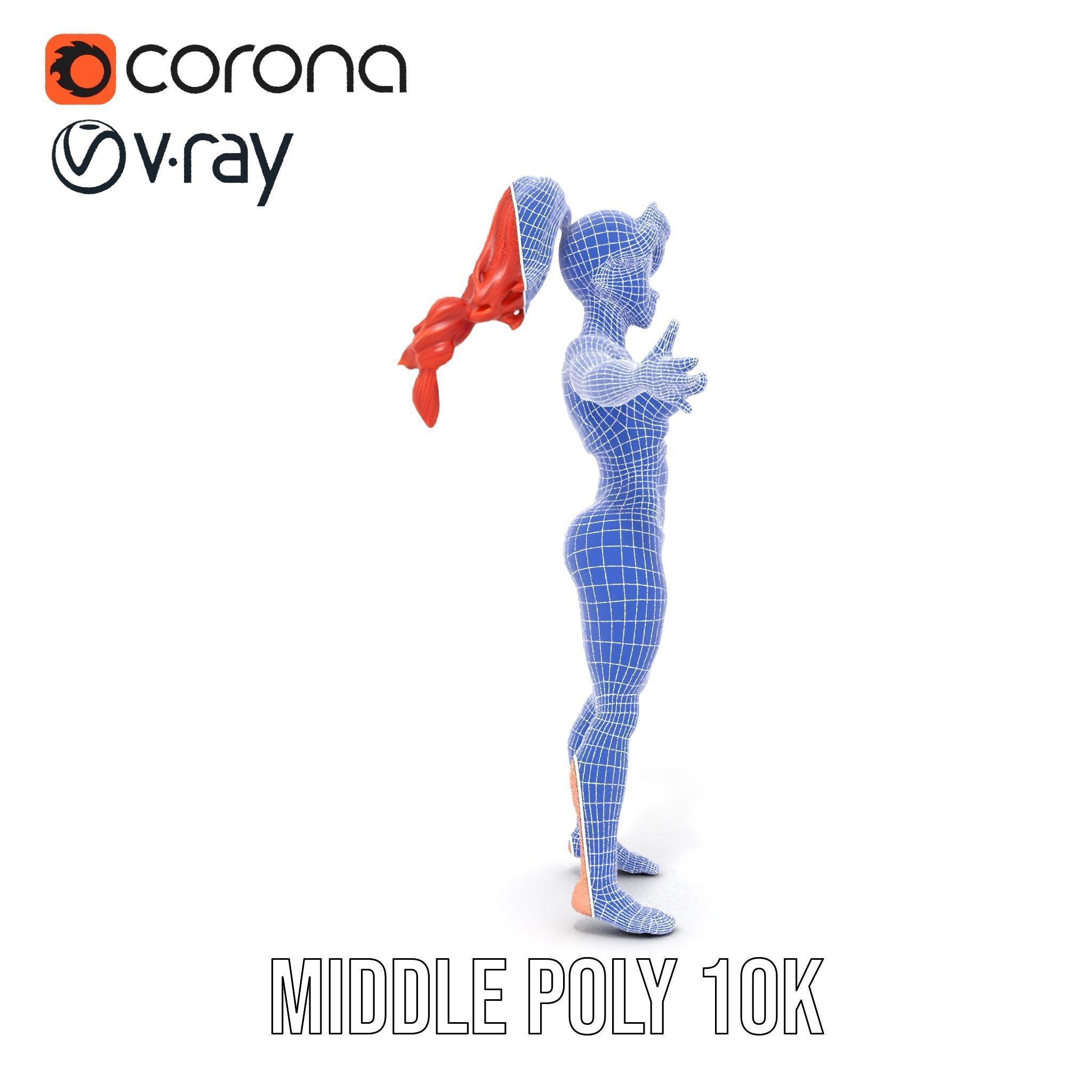 Redhead Athletic Female Character Rigged and Animated Low-poly 3D model_33