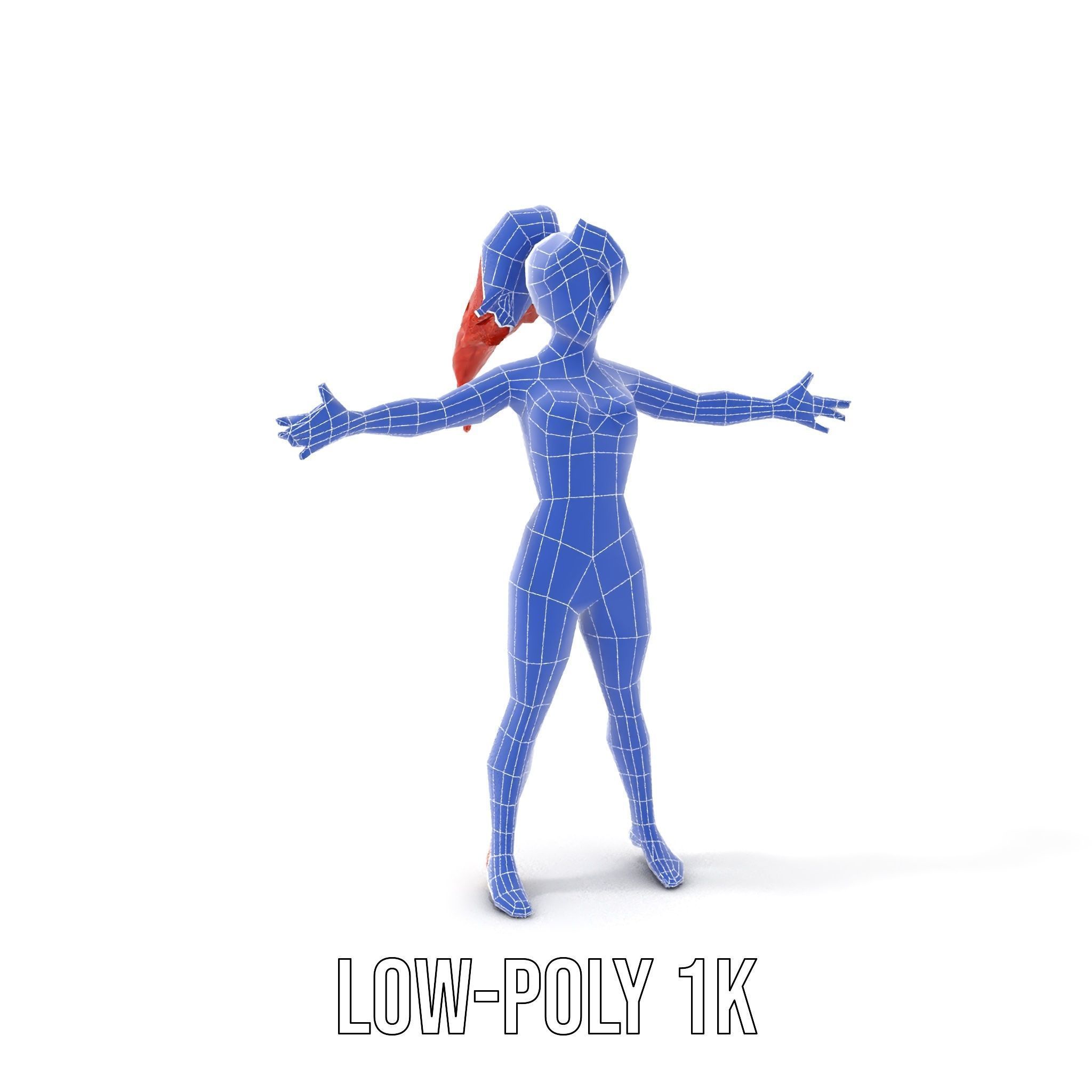 Redhead Athletic Female Character Rigged and Animated Low-poly 3D model_19