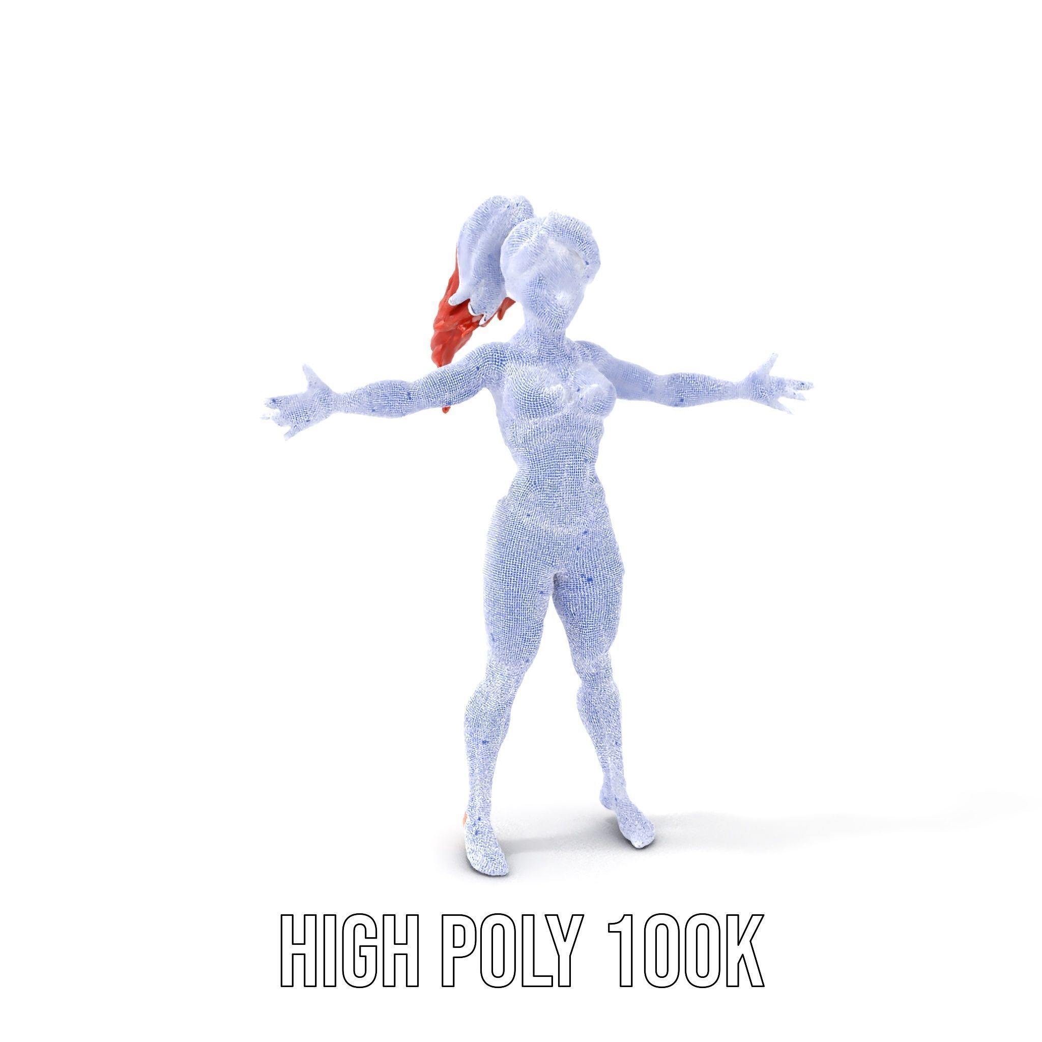 Redhead Athletic Female Character Rigged and Animated Low-poly 3D model_4