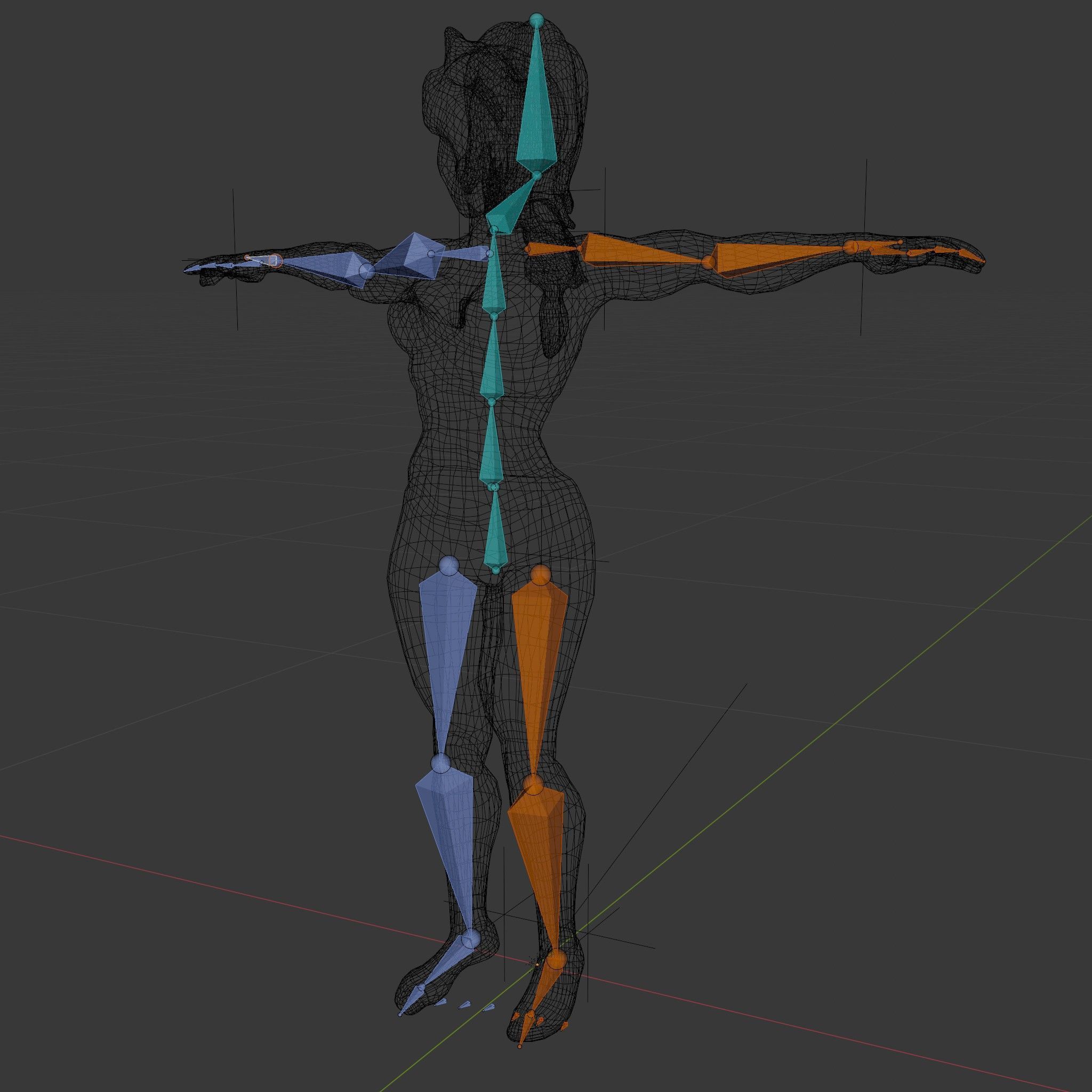 Redhead Athletic Female Character Rigged and Animated Low-poly 3D model_6