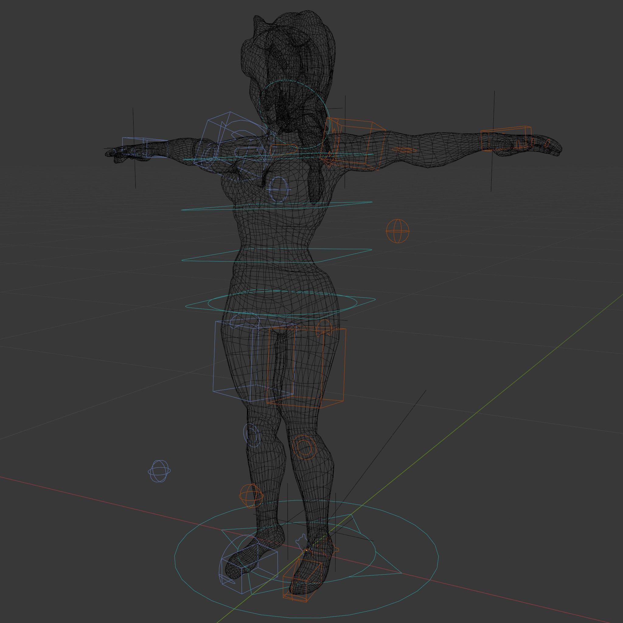 Redhead Athletic Female Character Rigged and Animated Low-poly 3D model_5