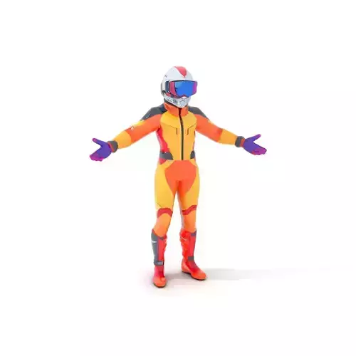 Bright Racing Suit Character Model Rigged and Animated